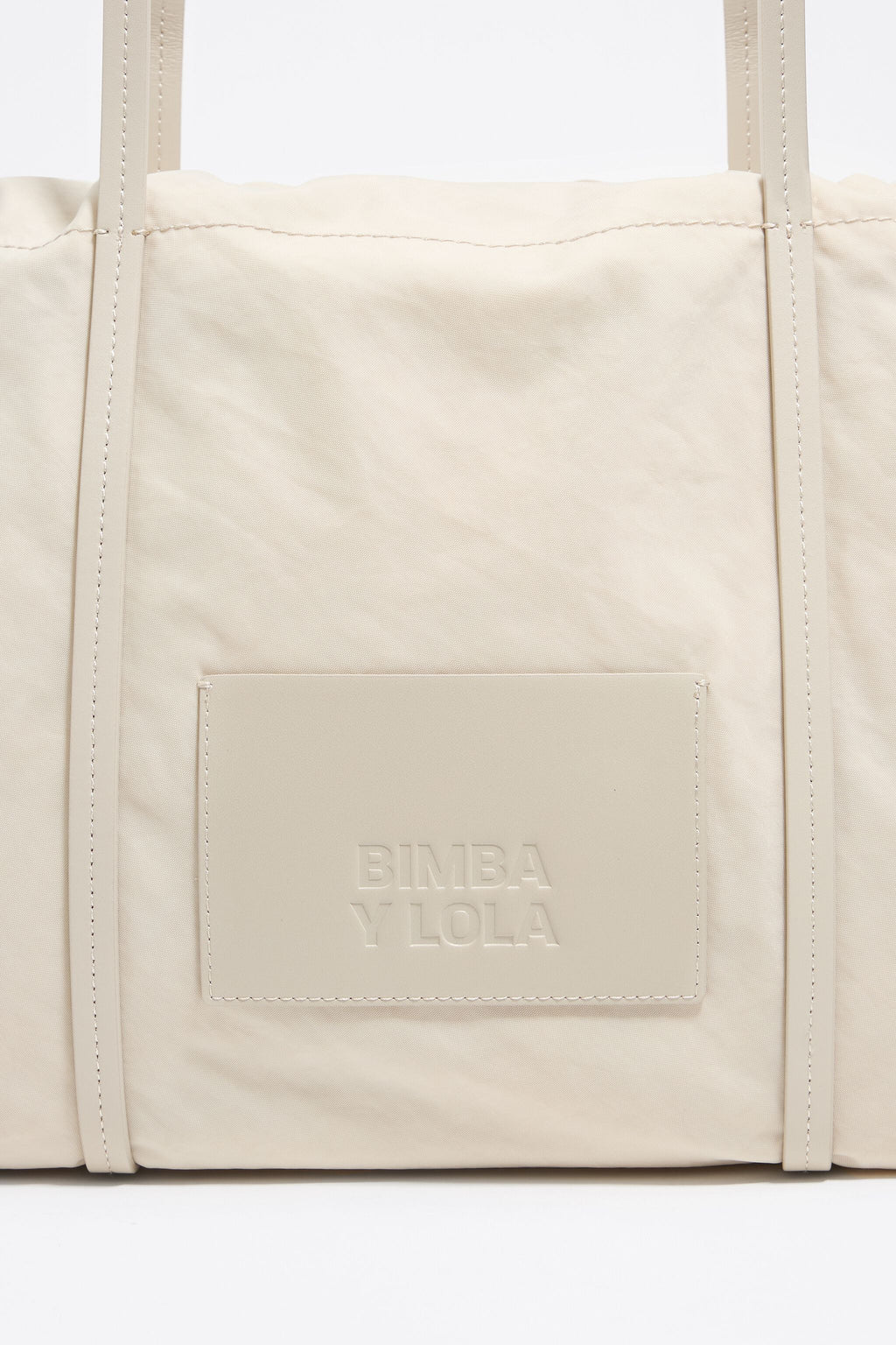 Large stone white nylon shopper bag