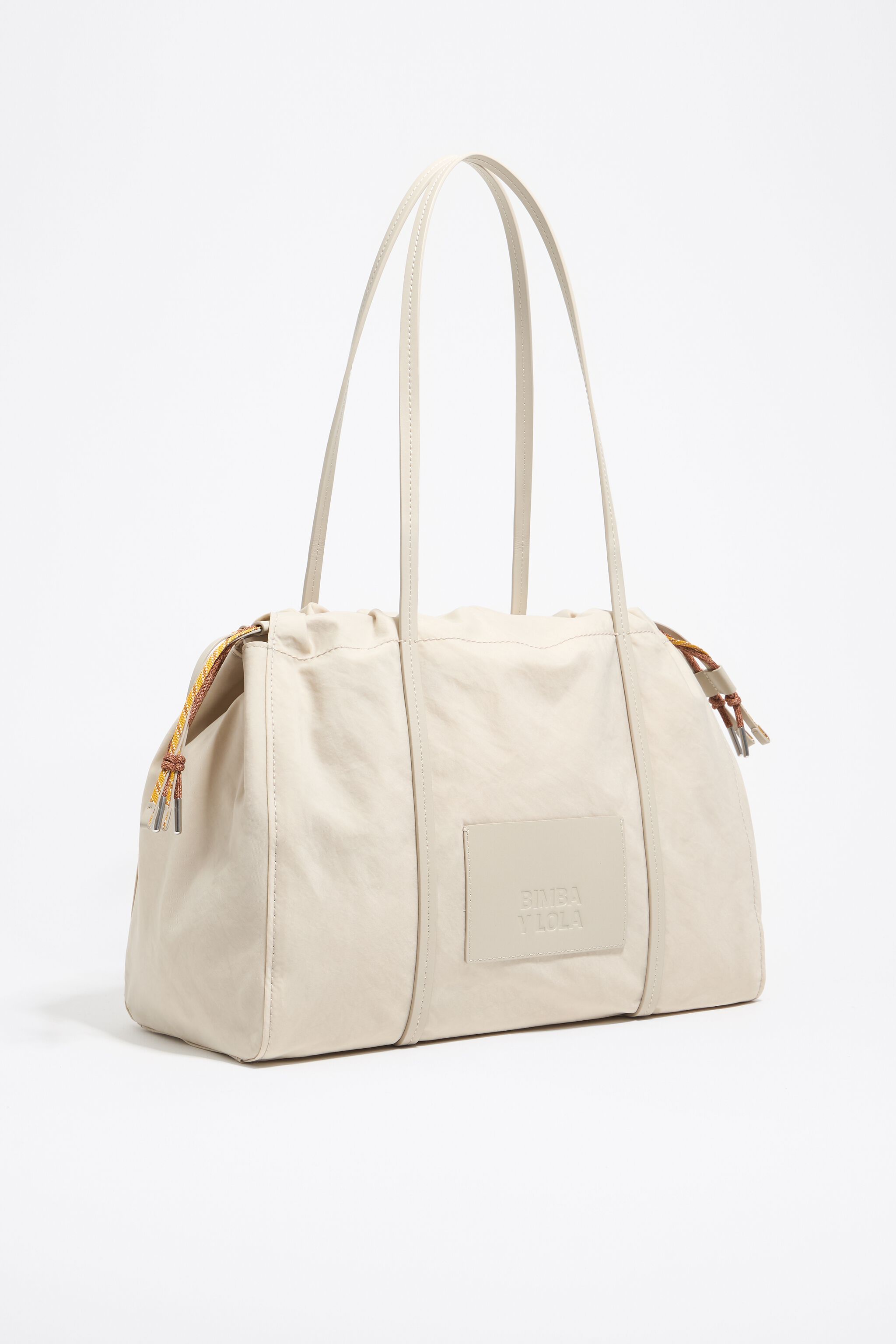 Large stone white nylon shopper bag