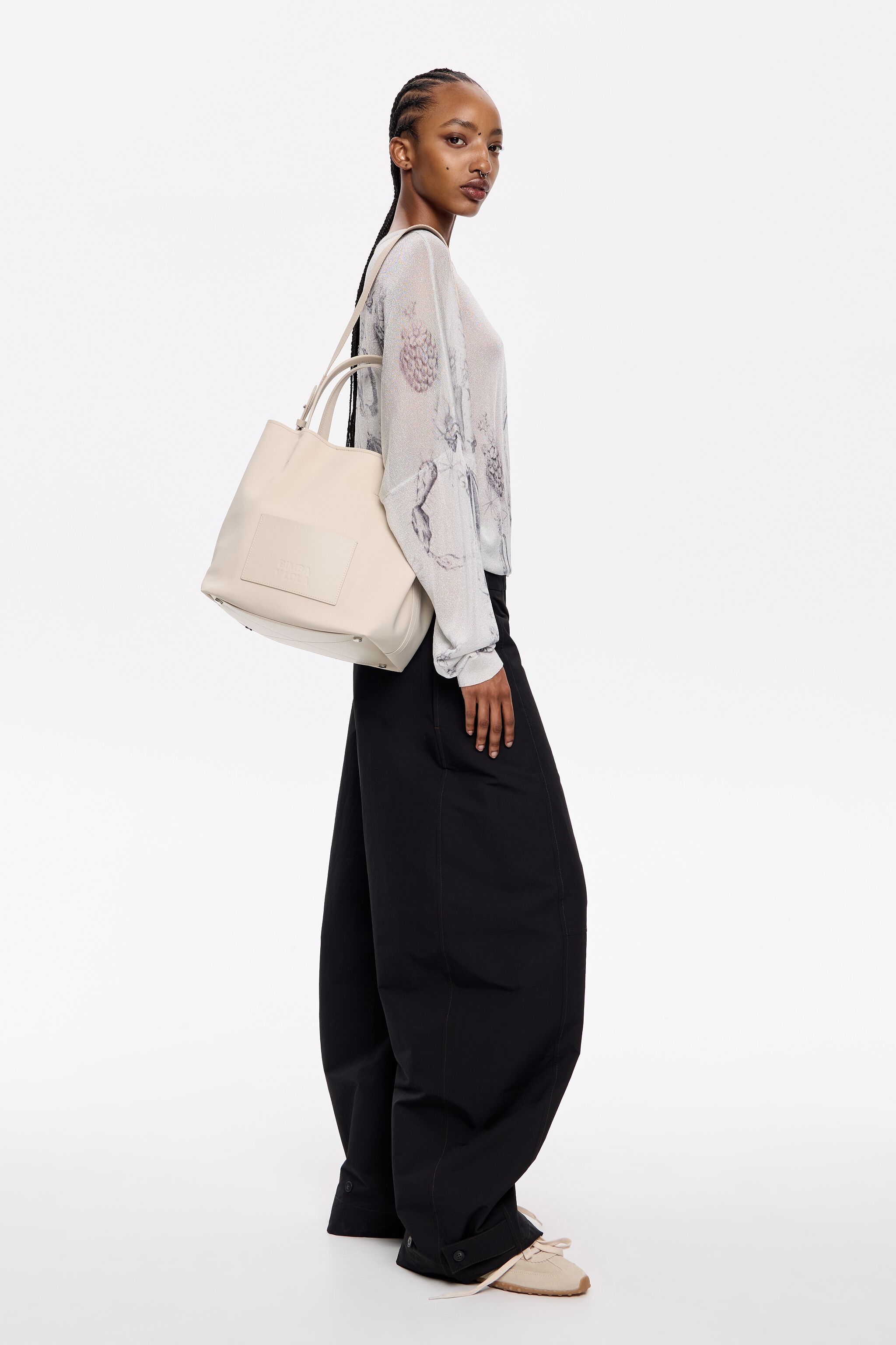 Large stone white nylon Chihuahua shopper bag