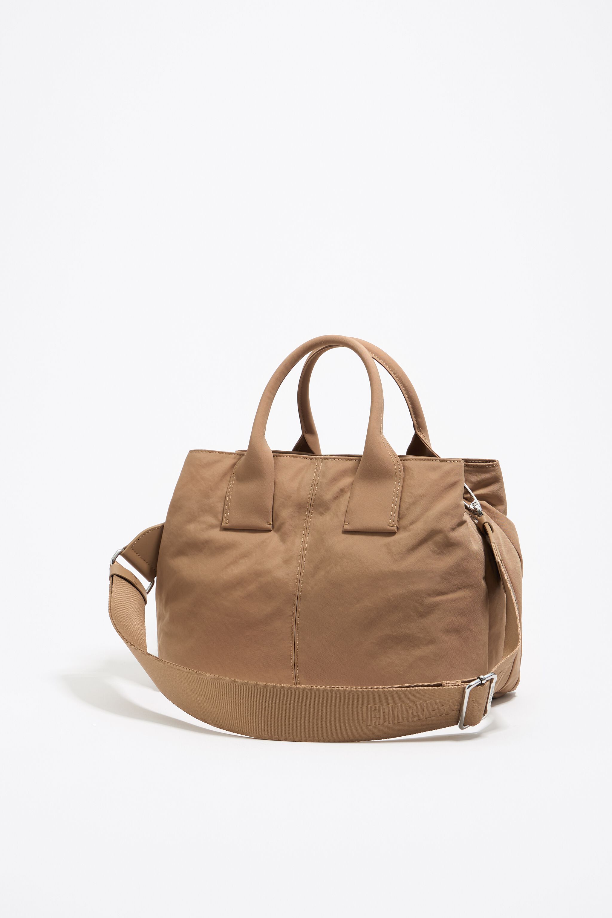 Large bark brown nylon Pocket handbag