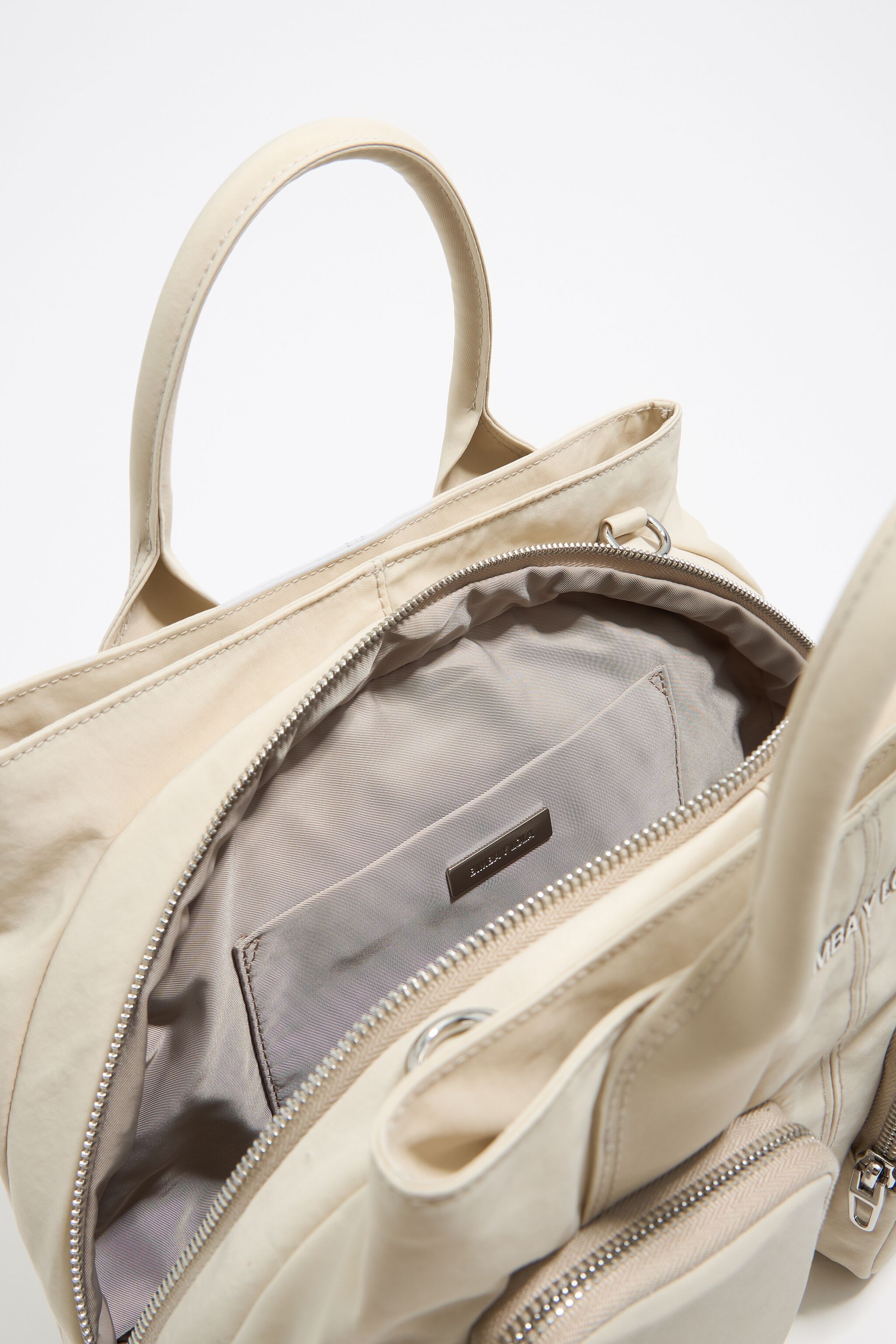 Large stone white nylon Pocket handbag