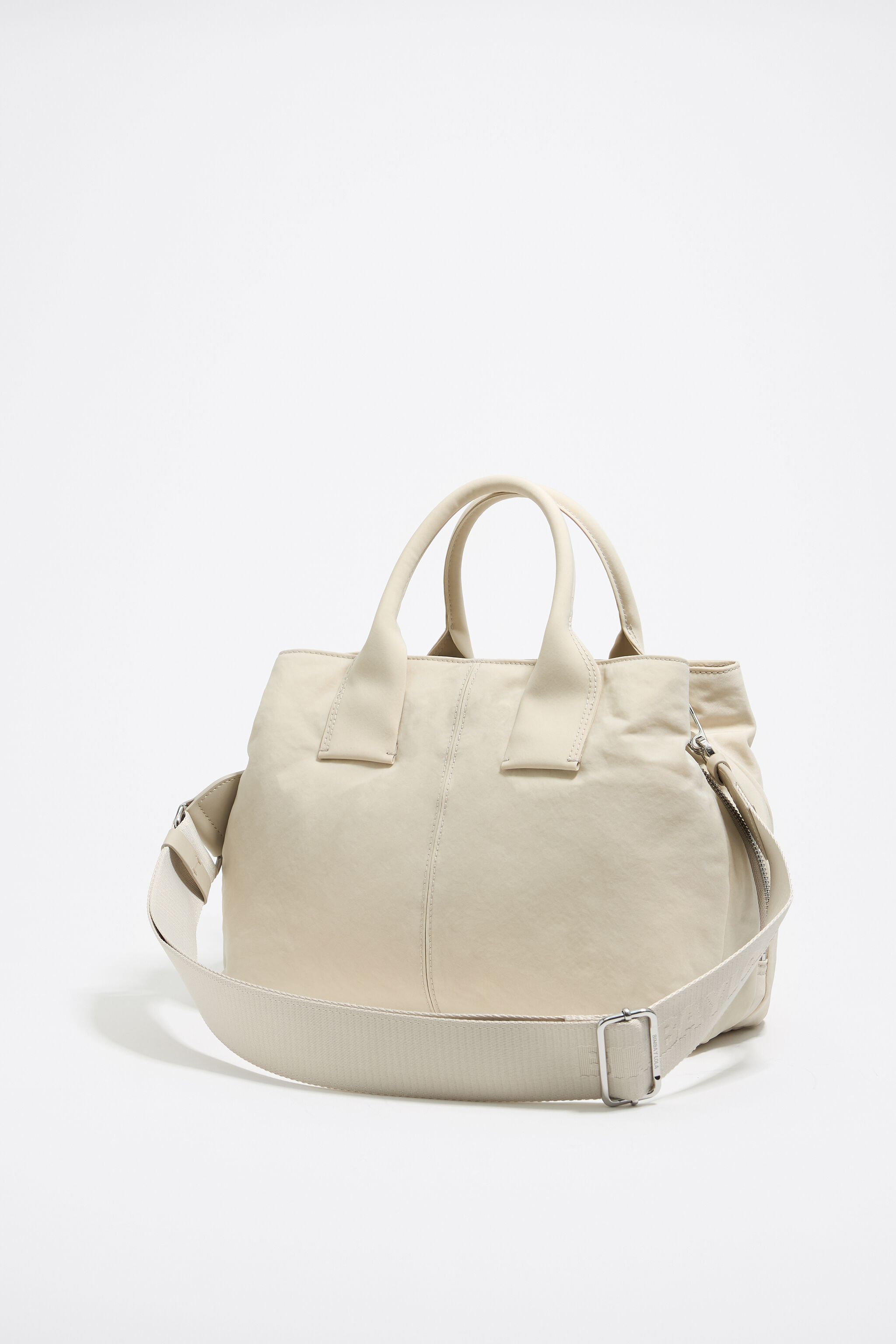 Large stone white nylon Pocket handbag