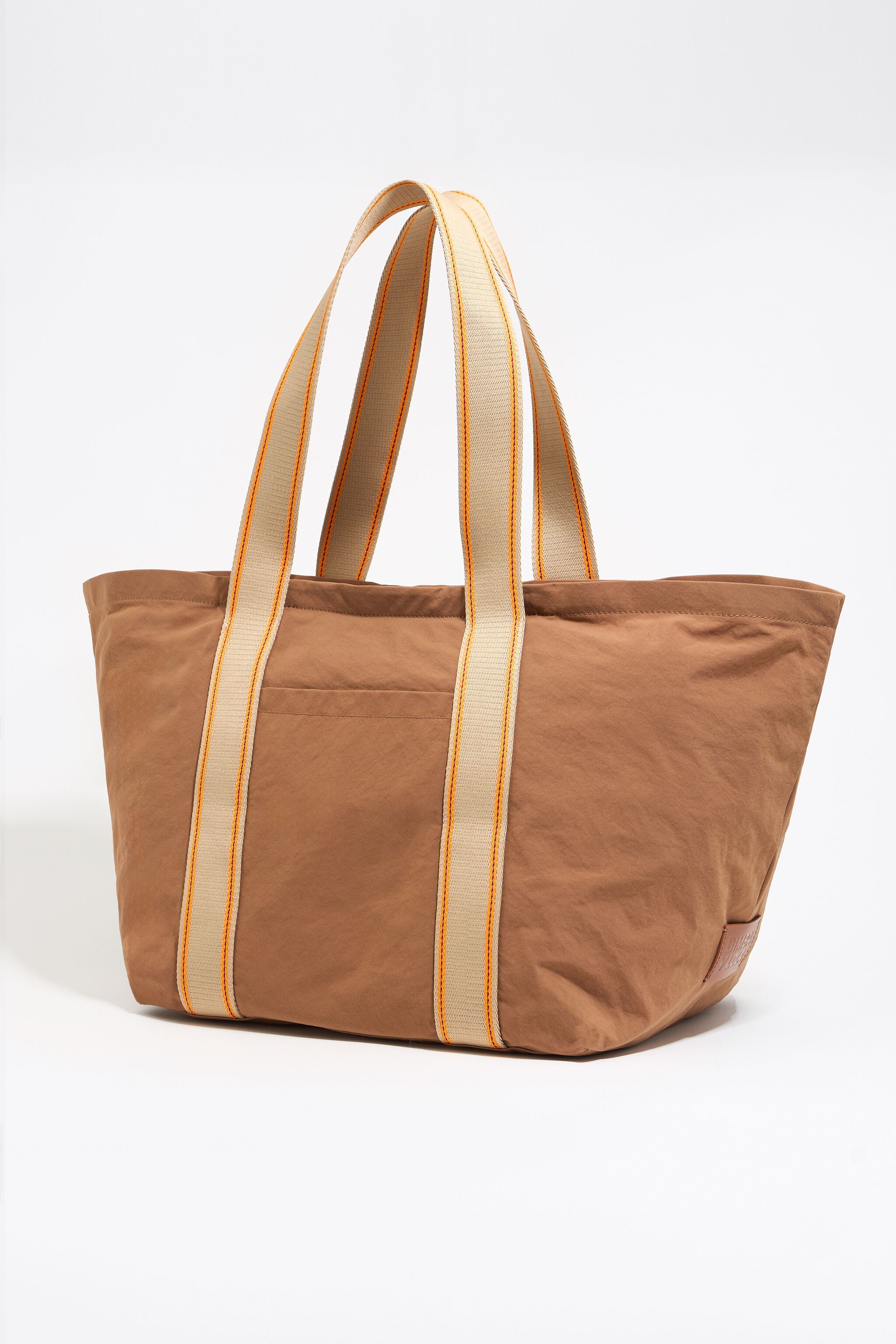 Cinnamon nylon maxi shopper bag