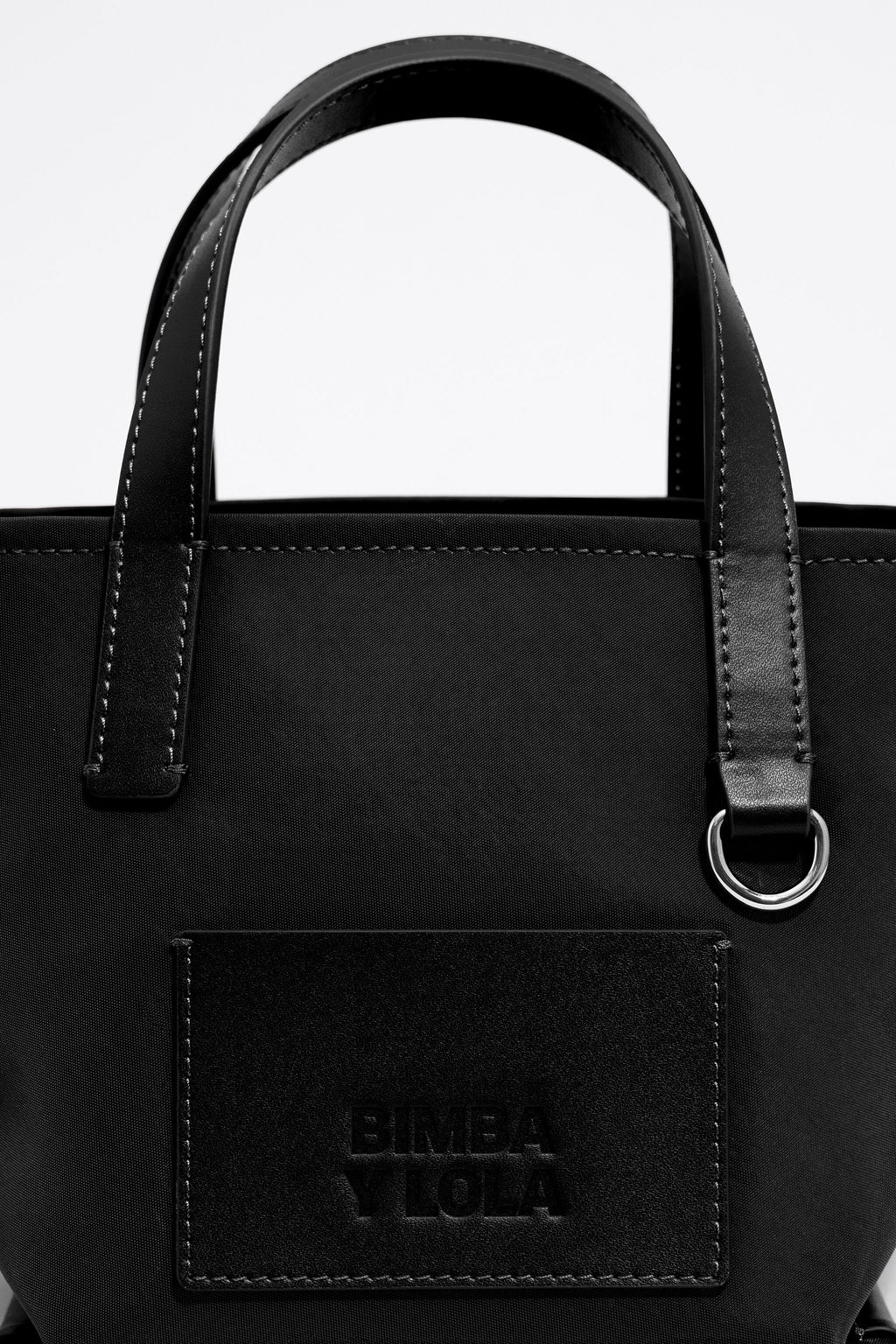 Mini black nylon shopper bag