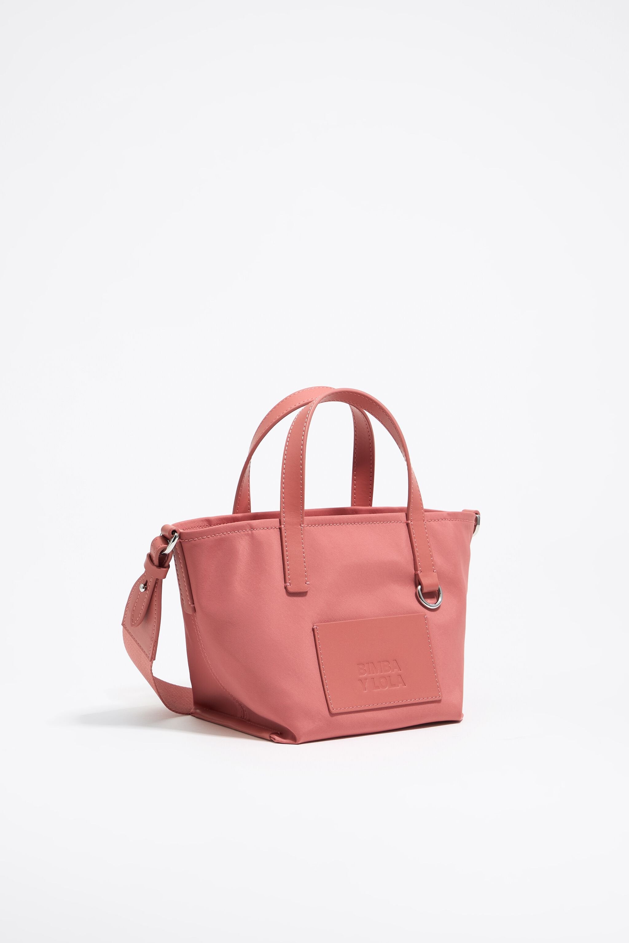 Mini pink nylon shopper bag
