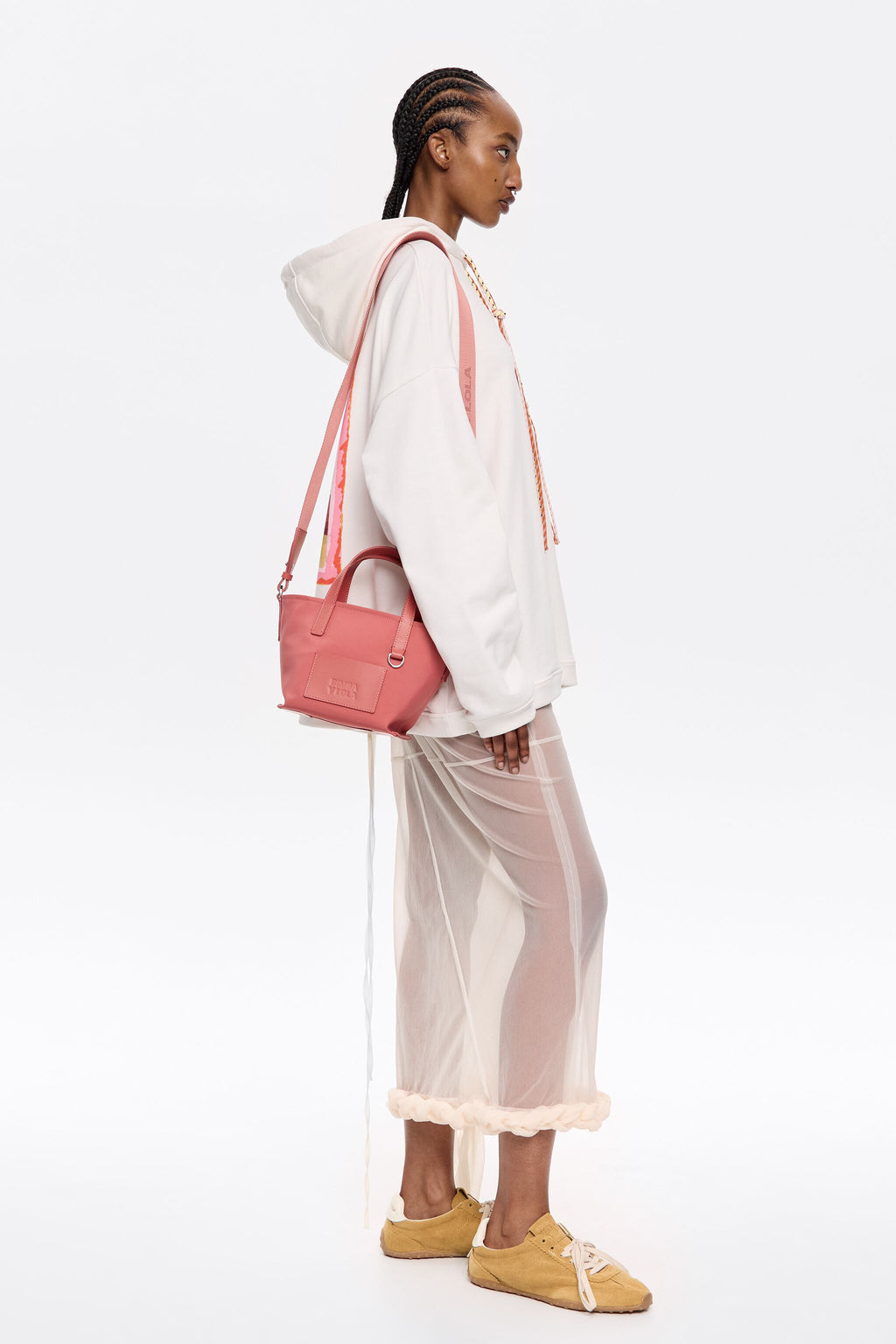 Mini pink nylon shopper bag