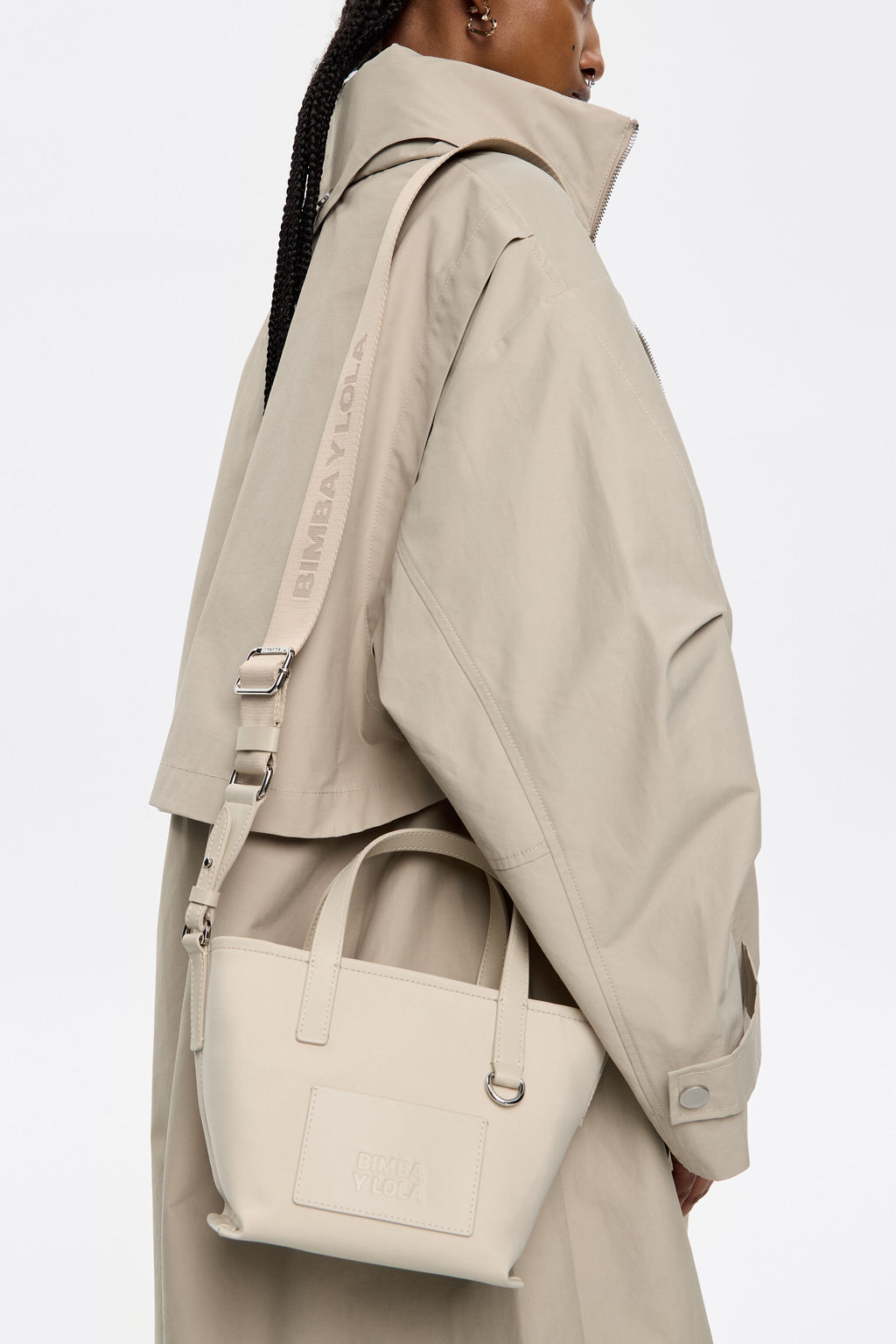 Mini stone white shopper bag