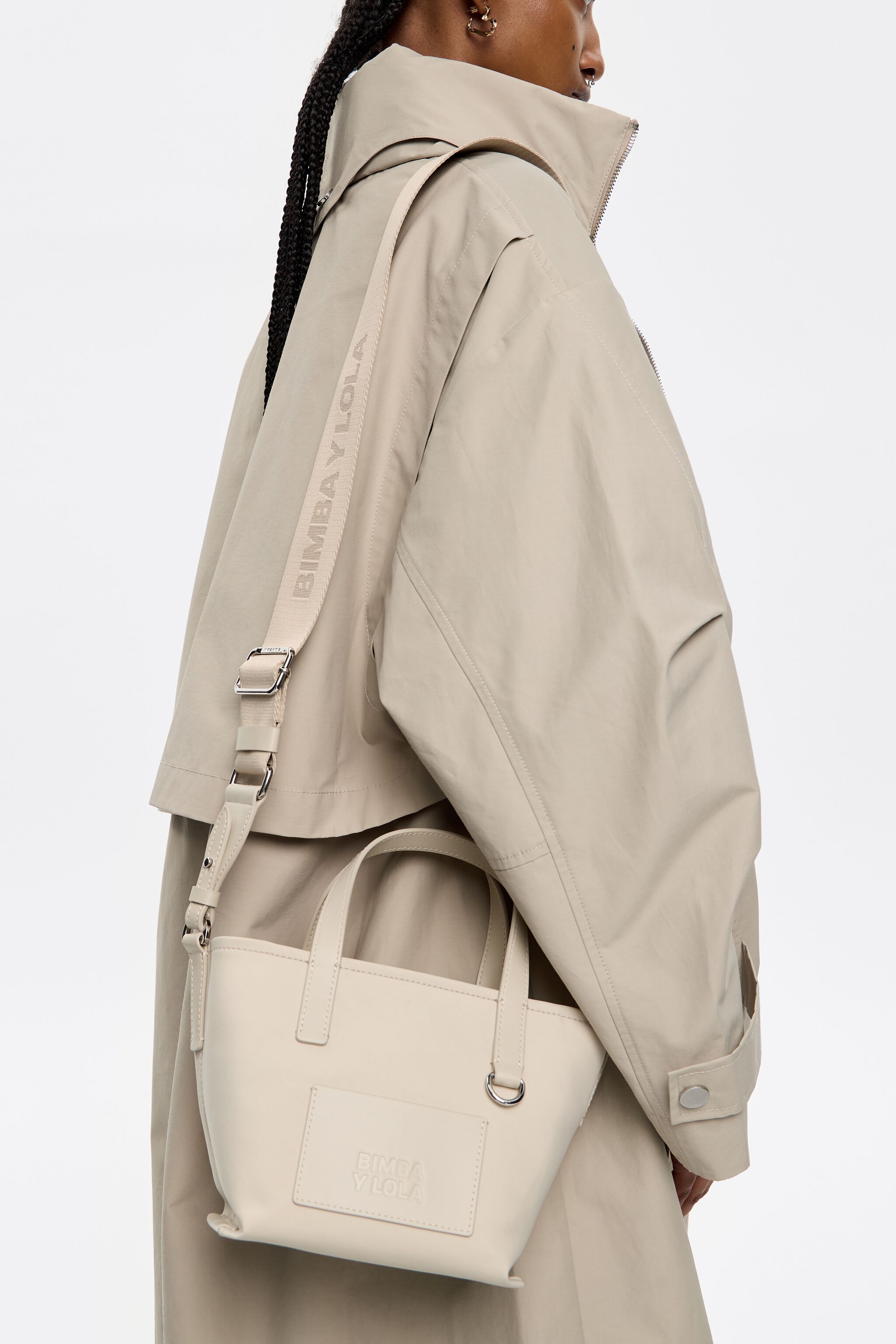 Mini stone white shopper bag