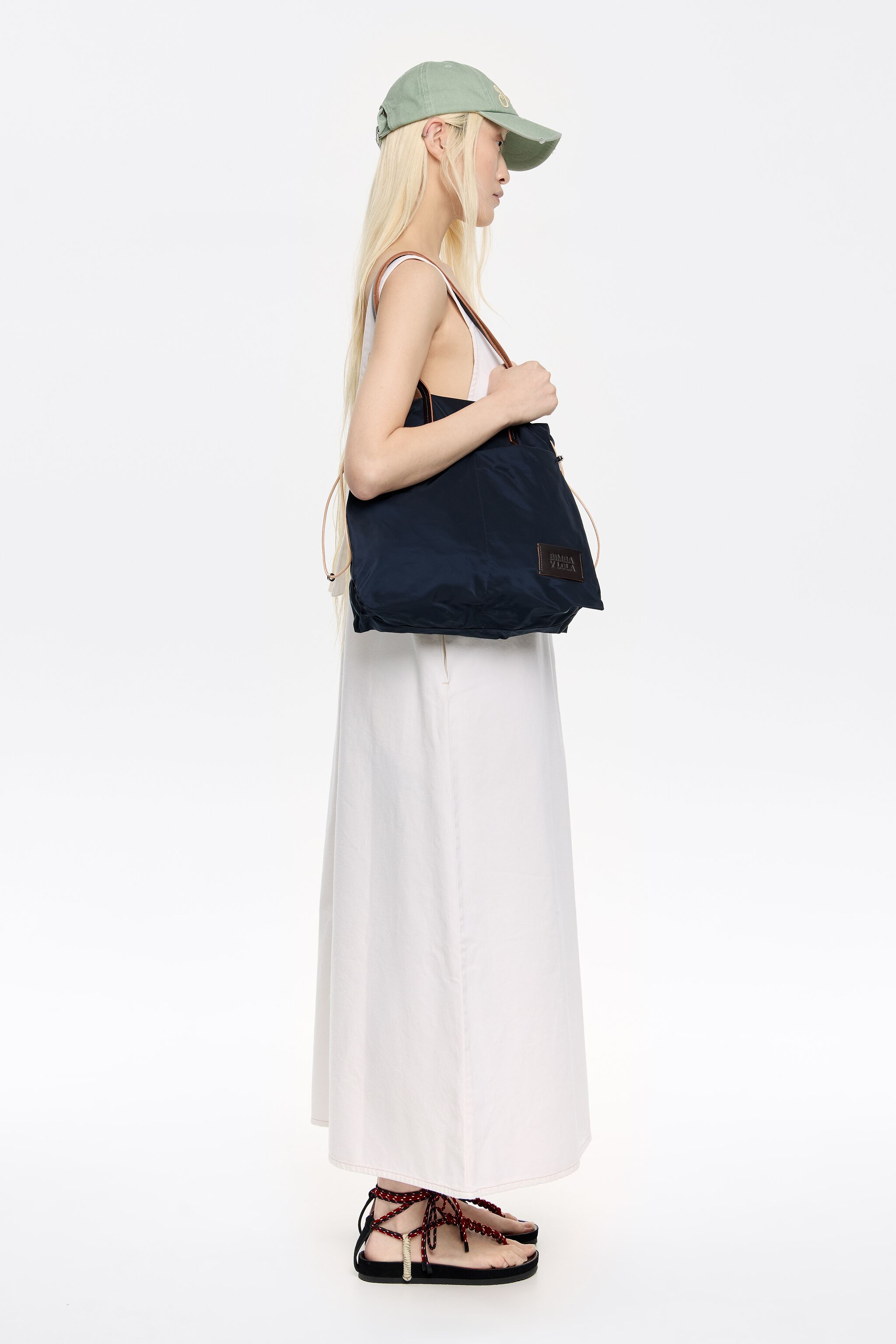 Midnight blue nylon shopper bag