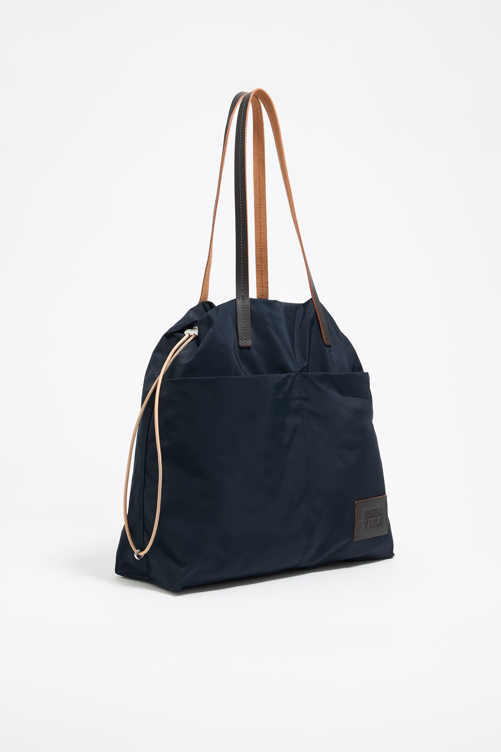 Midnight blue nylon shopper bag