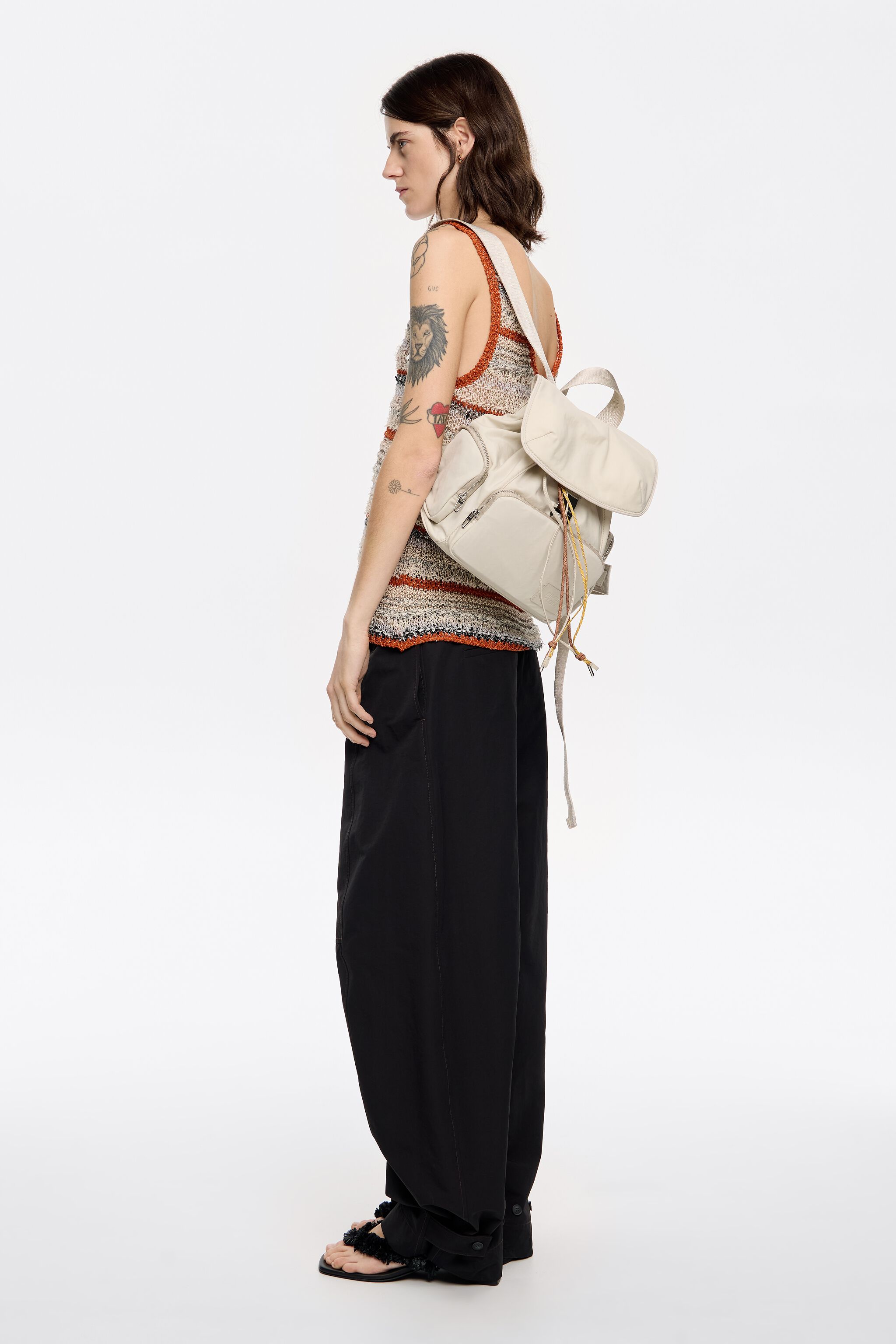 Medium stone white nylon backpack