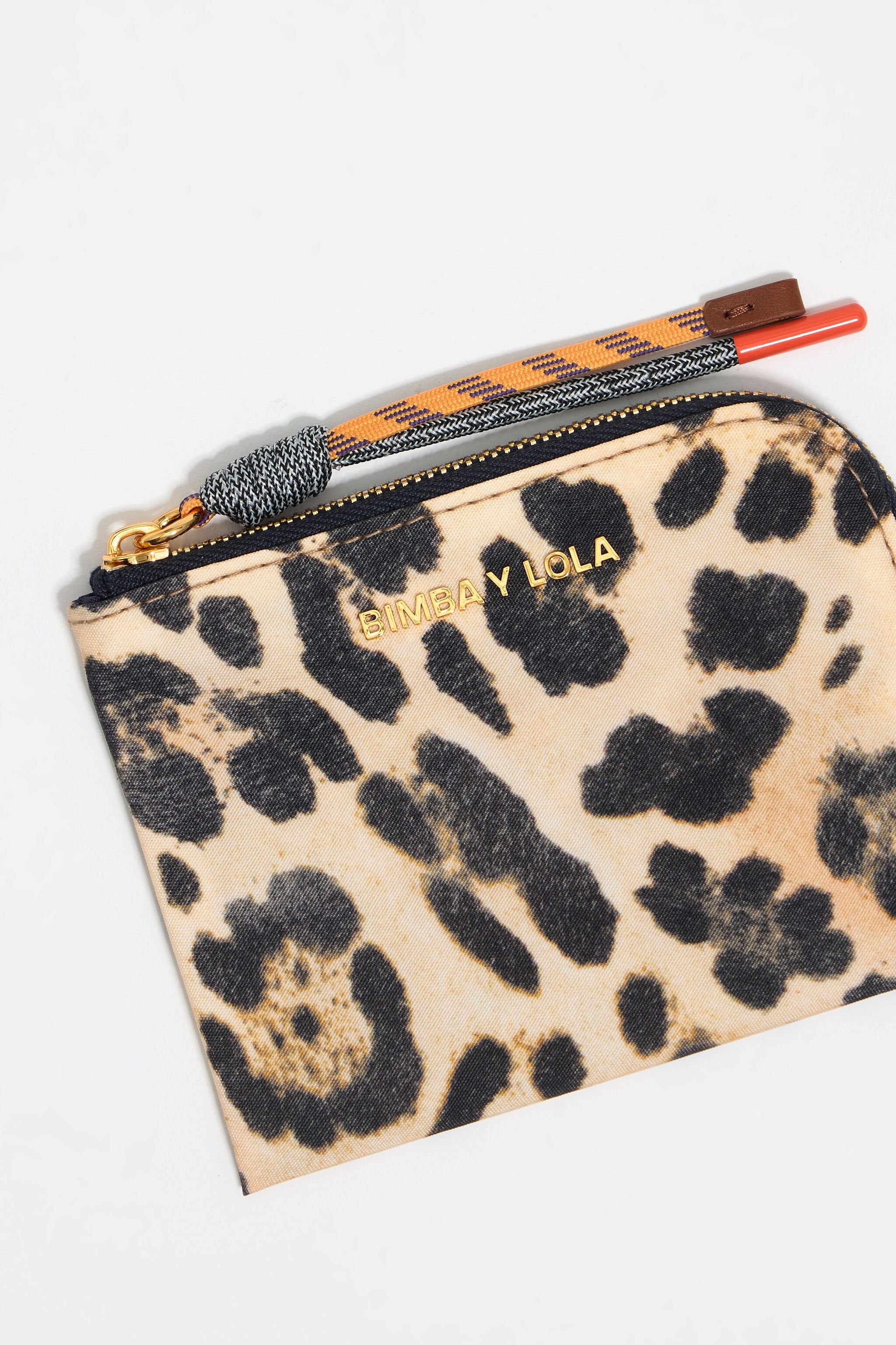 Beige Leopard print nylon coin purse