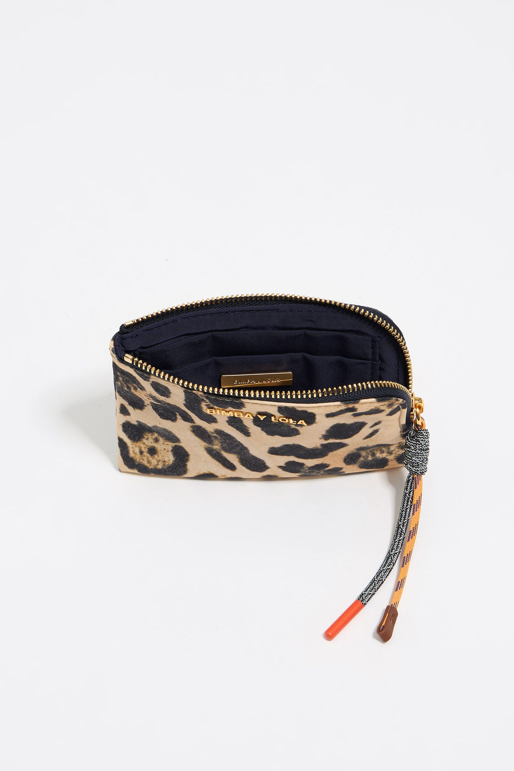 Beige Leopard print nylon coin purse