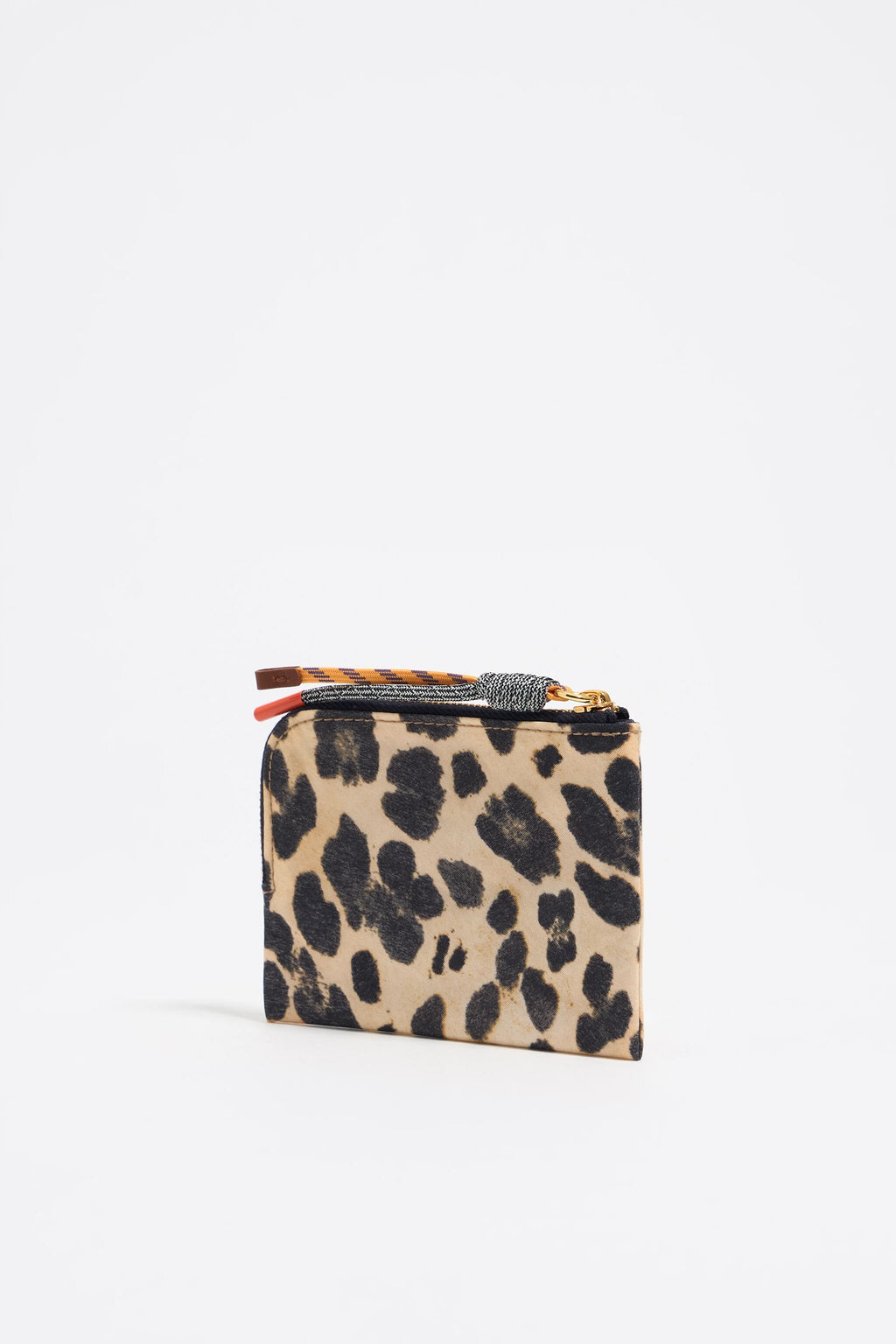 Beige Leopard print nylon coin purse