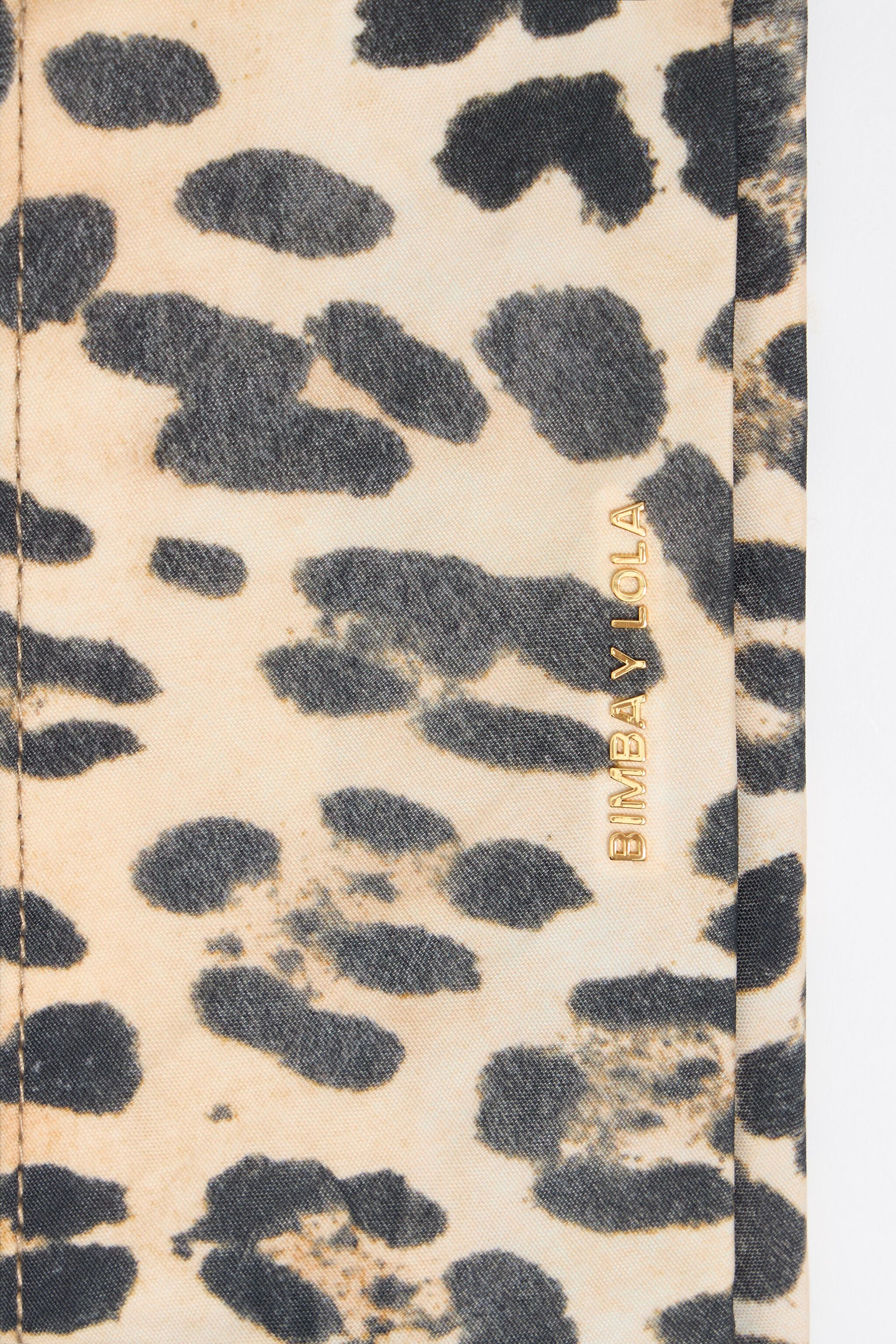 Beige Leopard nylon double purse