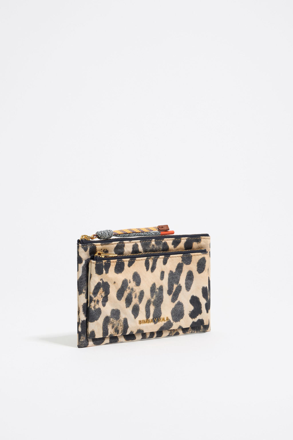 Beige Leopard nylon double purse