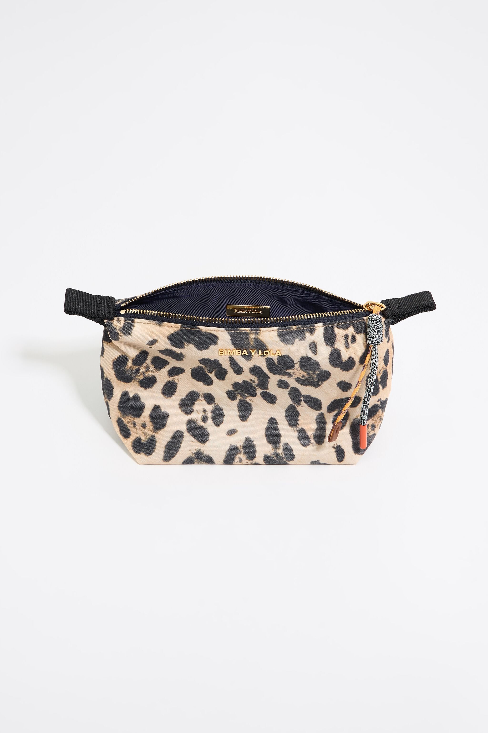 Small beige Leopard nylon make-up case