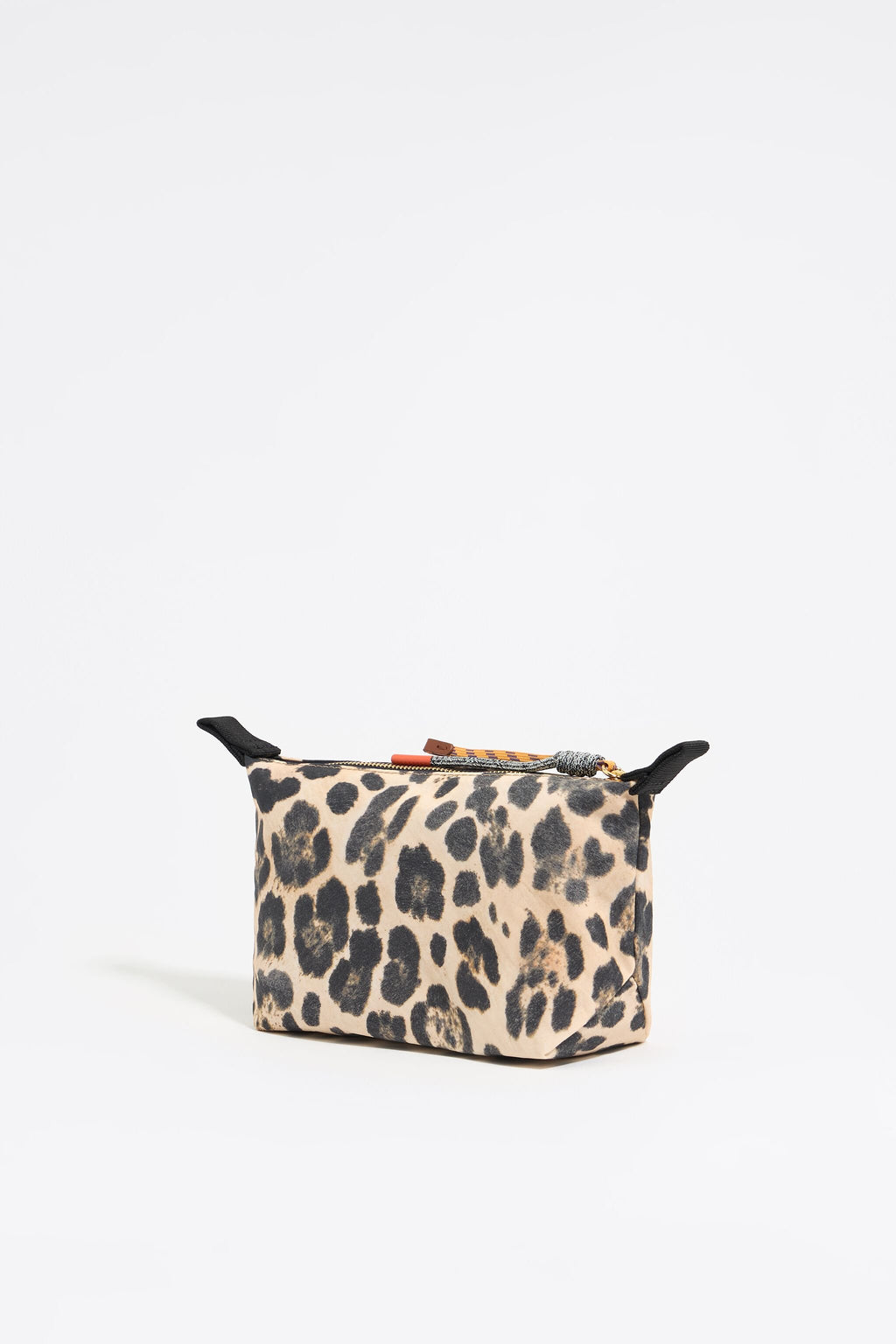 Small beige Leopard nylon make-up case