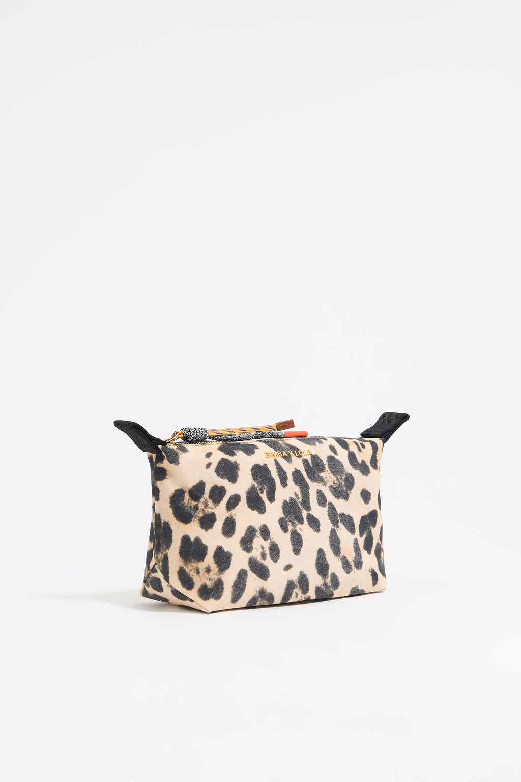 Small beige Leopard nylon make-up case