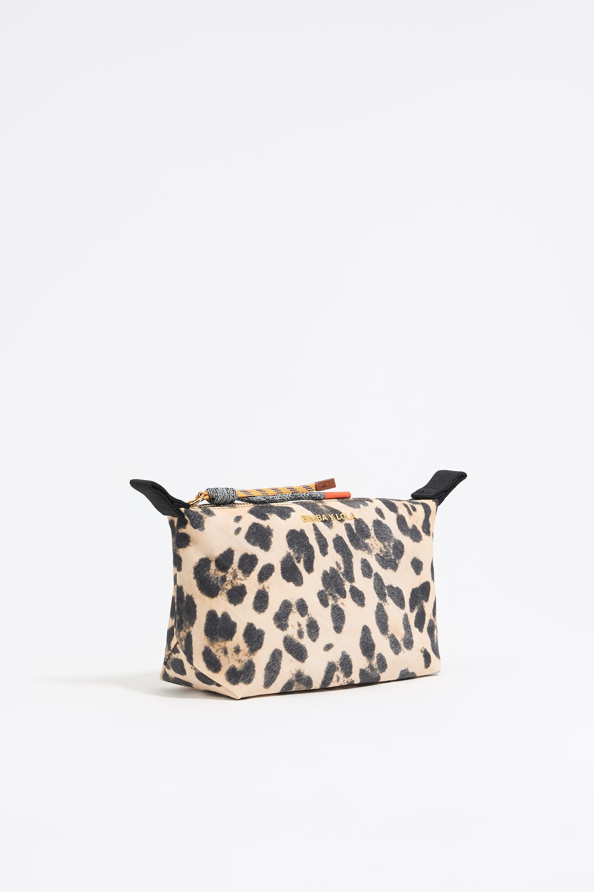 Small beige Leopard nylon make-up case