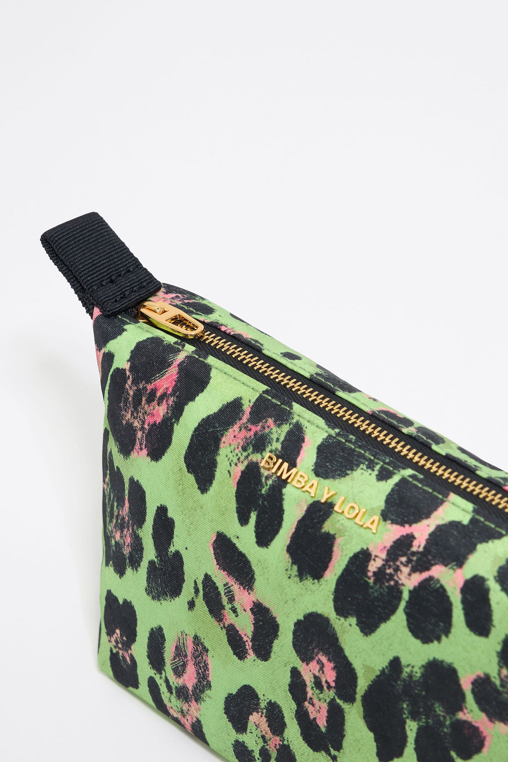 Small green Leopard nylon make-up case