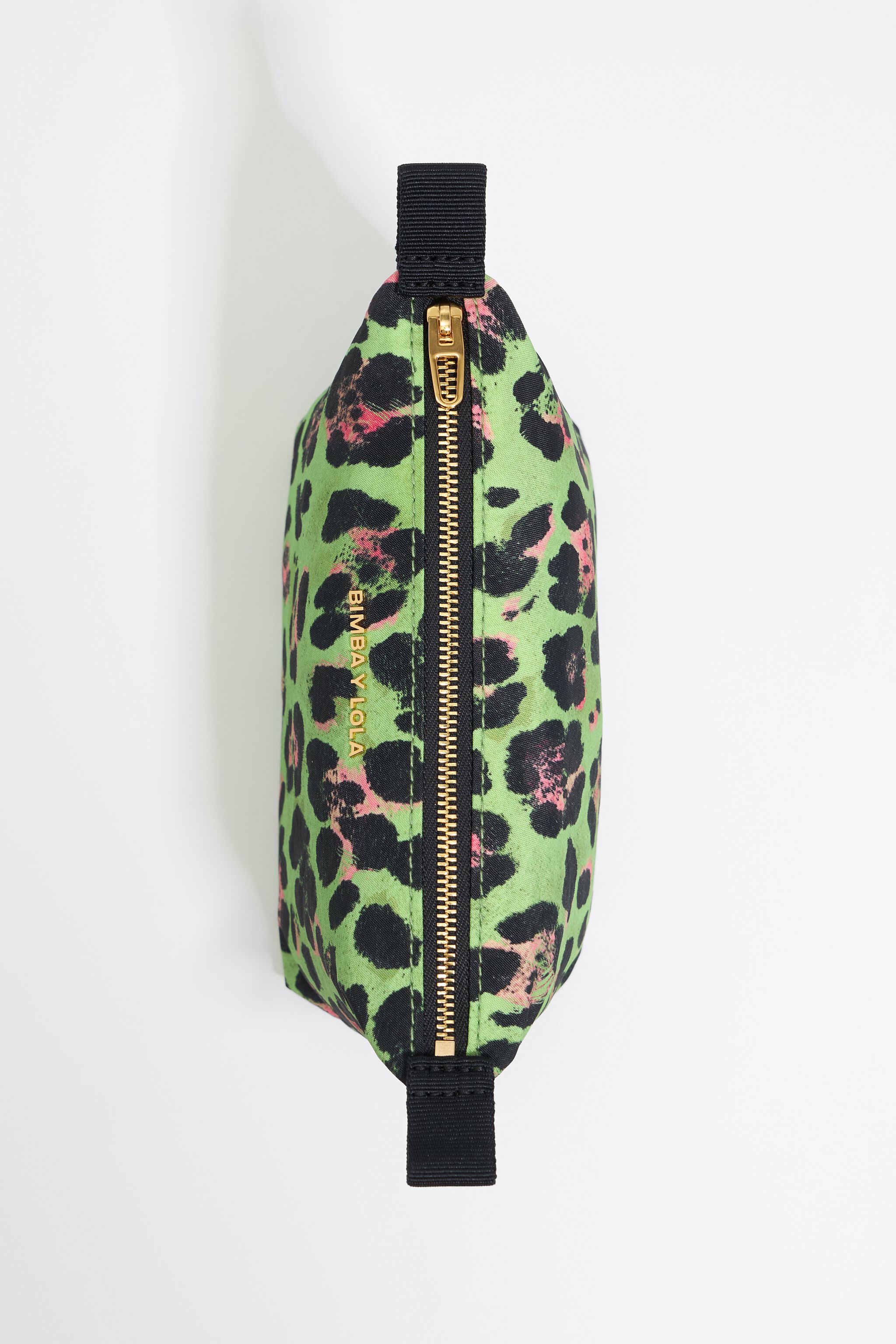 Small green Leopard nylon make-up case
