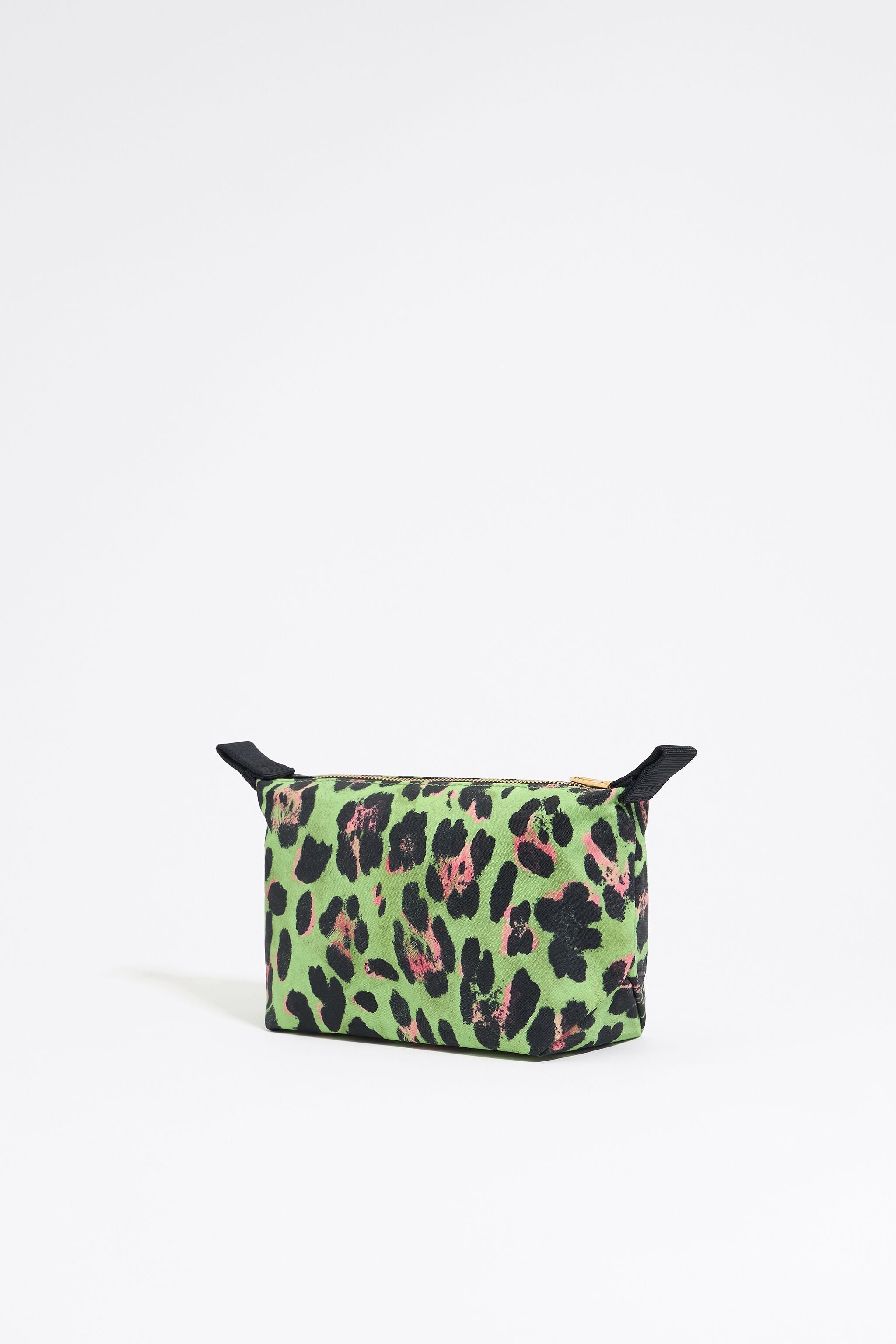Small green Leopard nylon make-up case