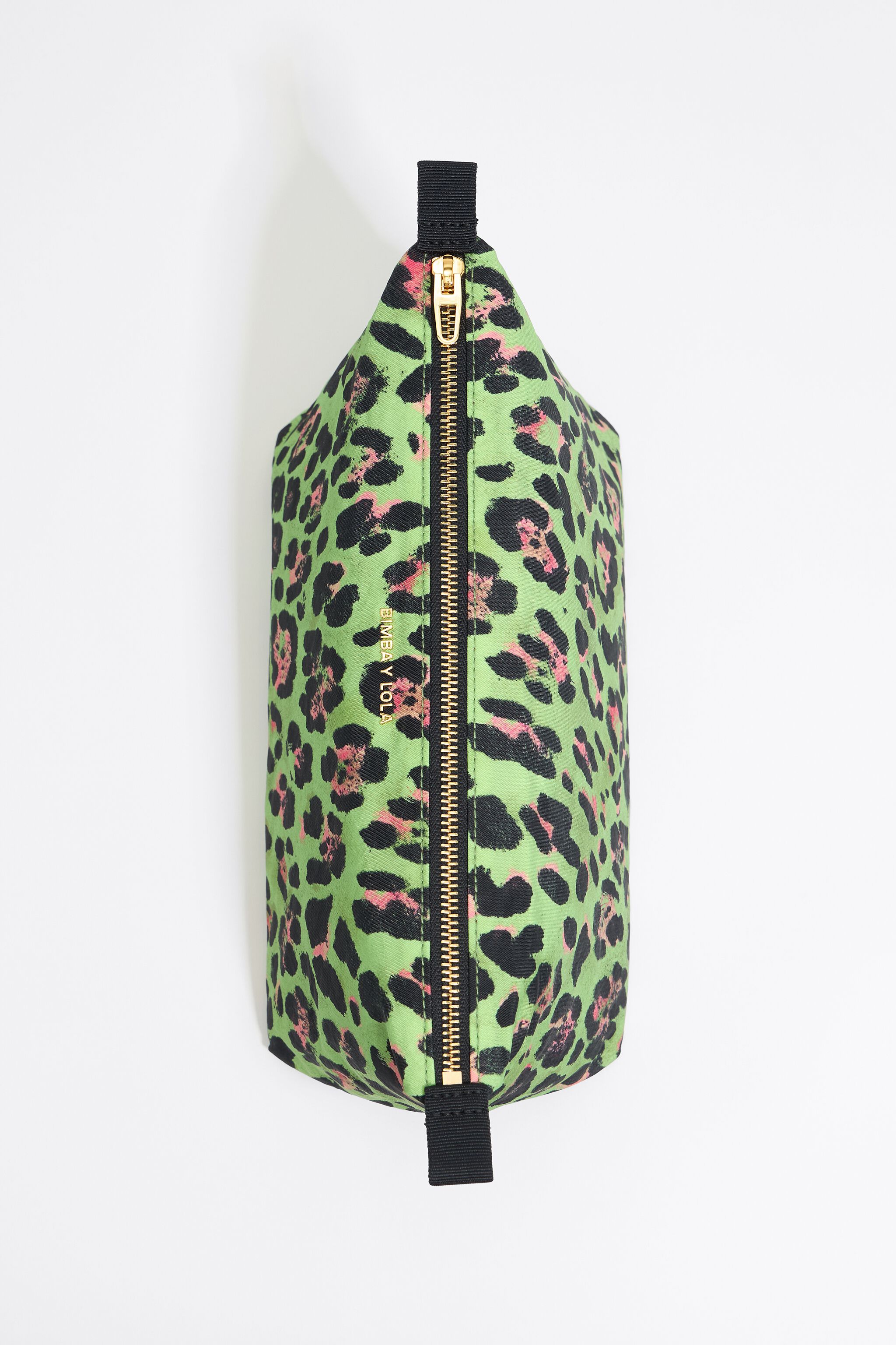Large green Leopard nylon make-up case