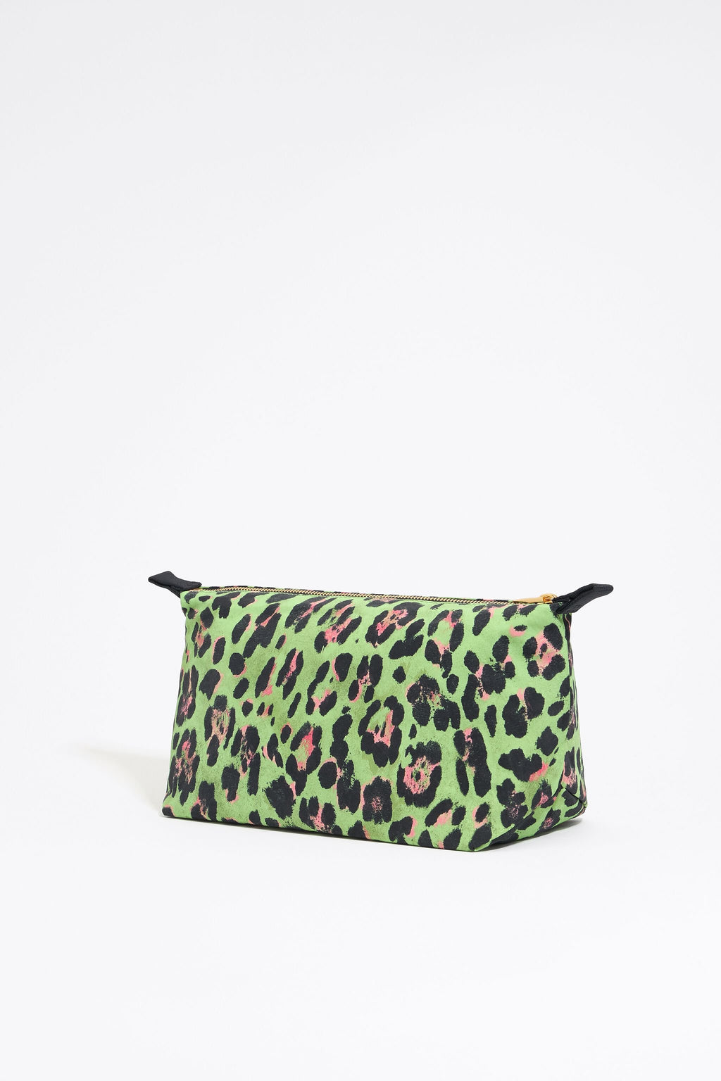 Large green Leopard nylon make-up case
