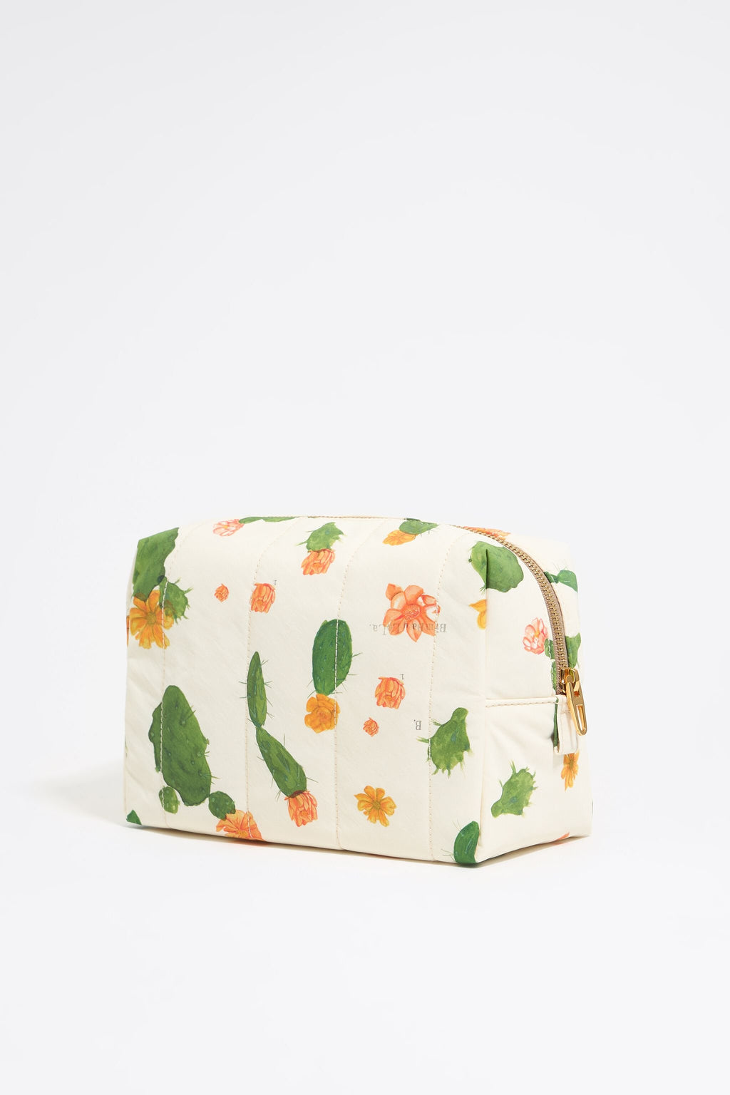 Large ivory Cactus nylon make-up case