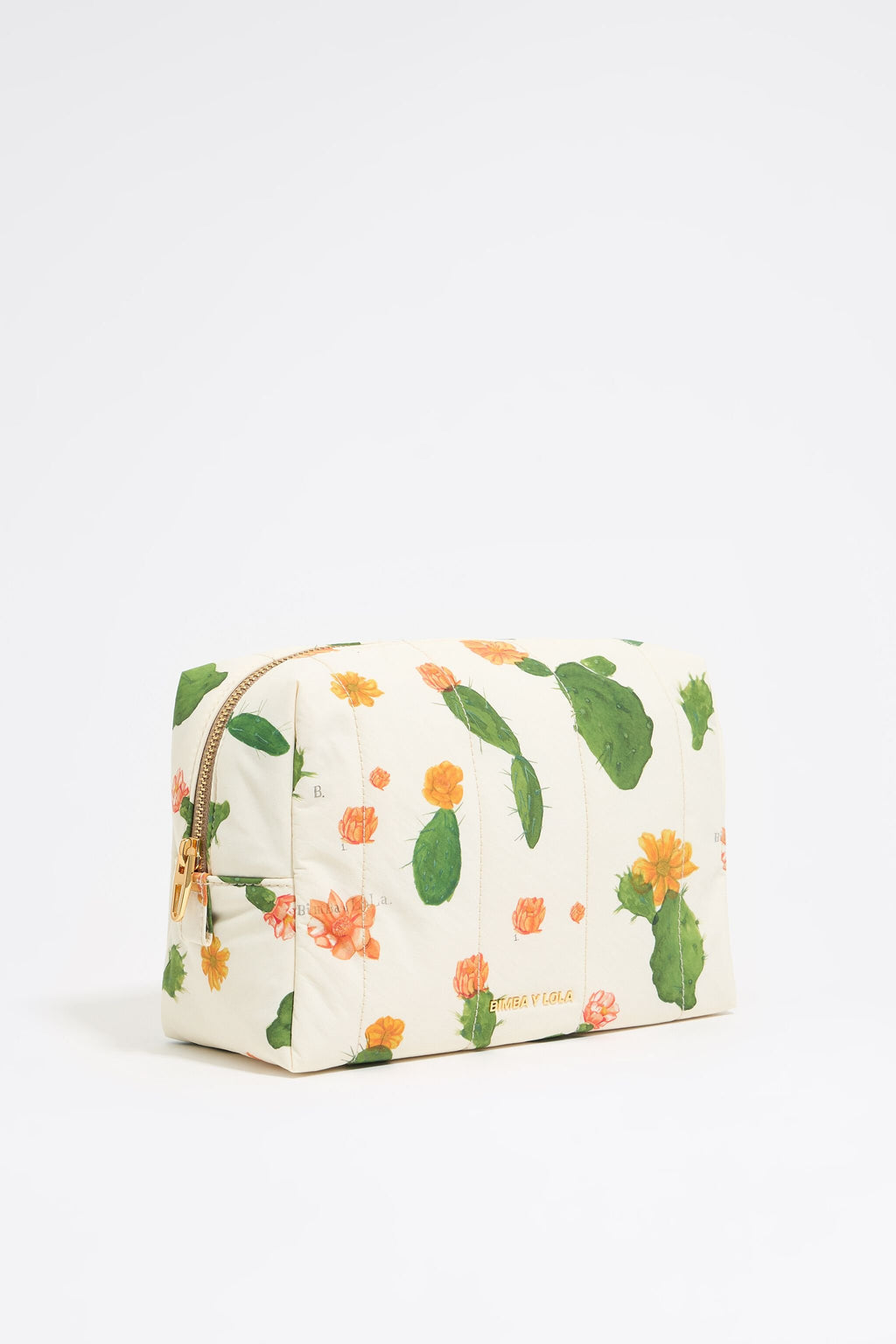 Large ivory Cactus nylon make-up case