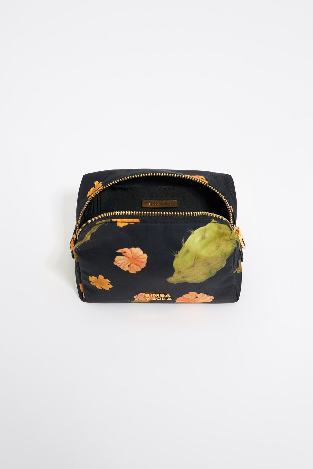 Small black Cactus nylon make-up case