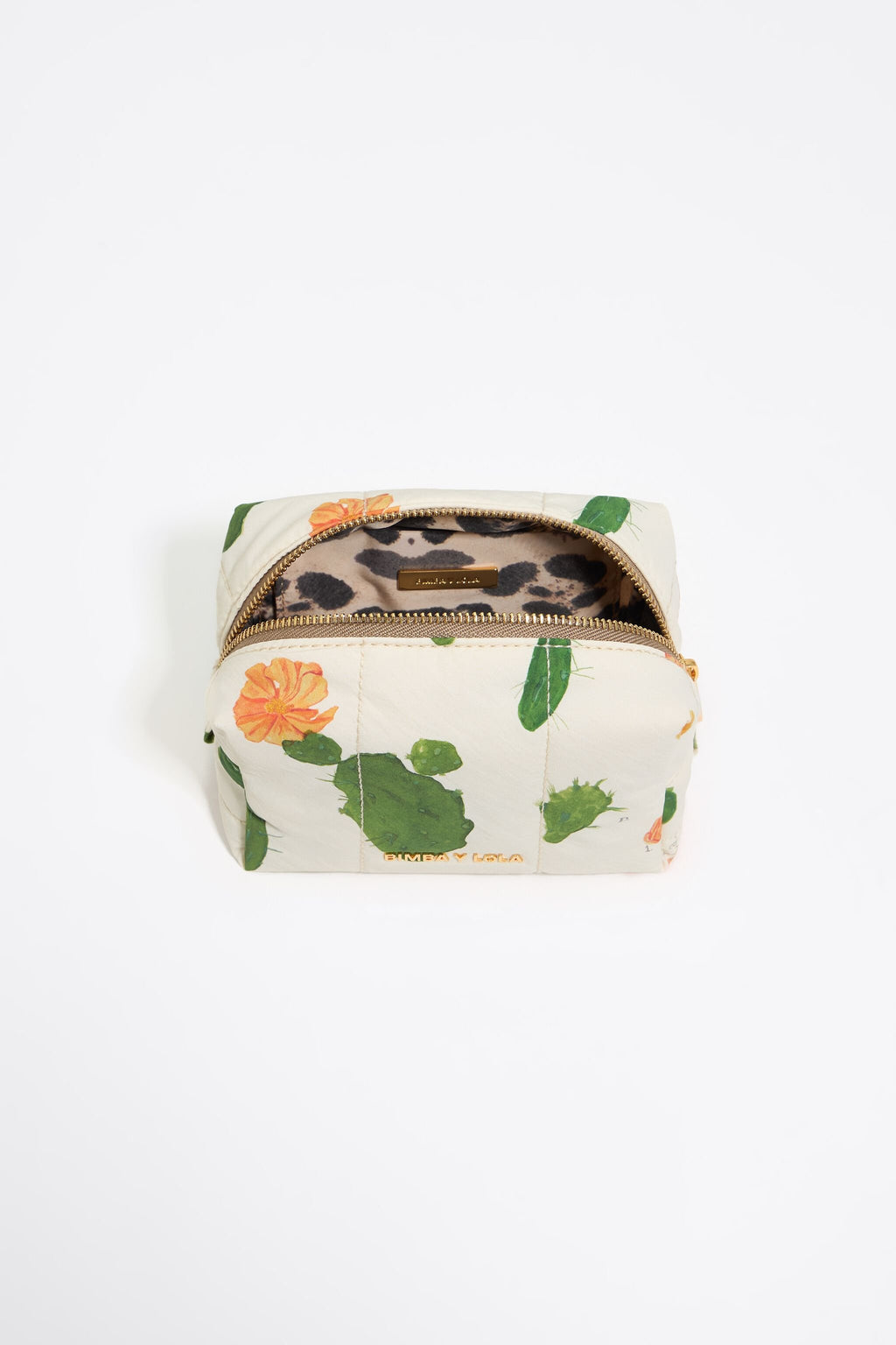 Small ivory Cactus nylon make-up case