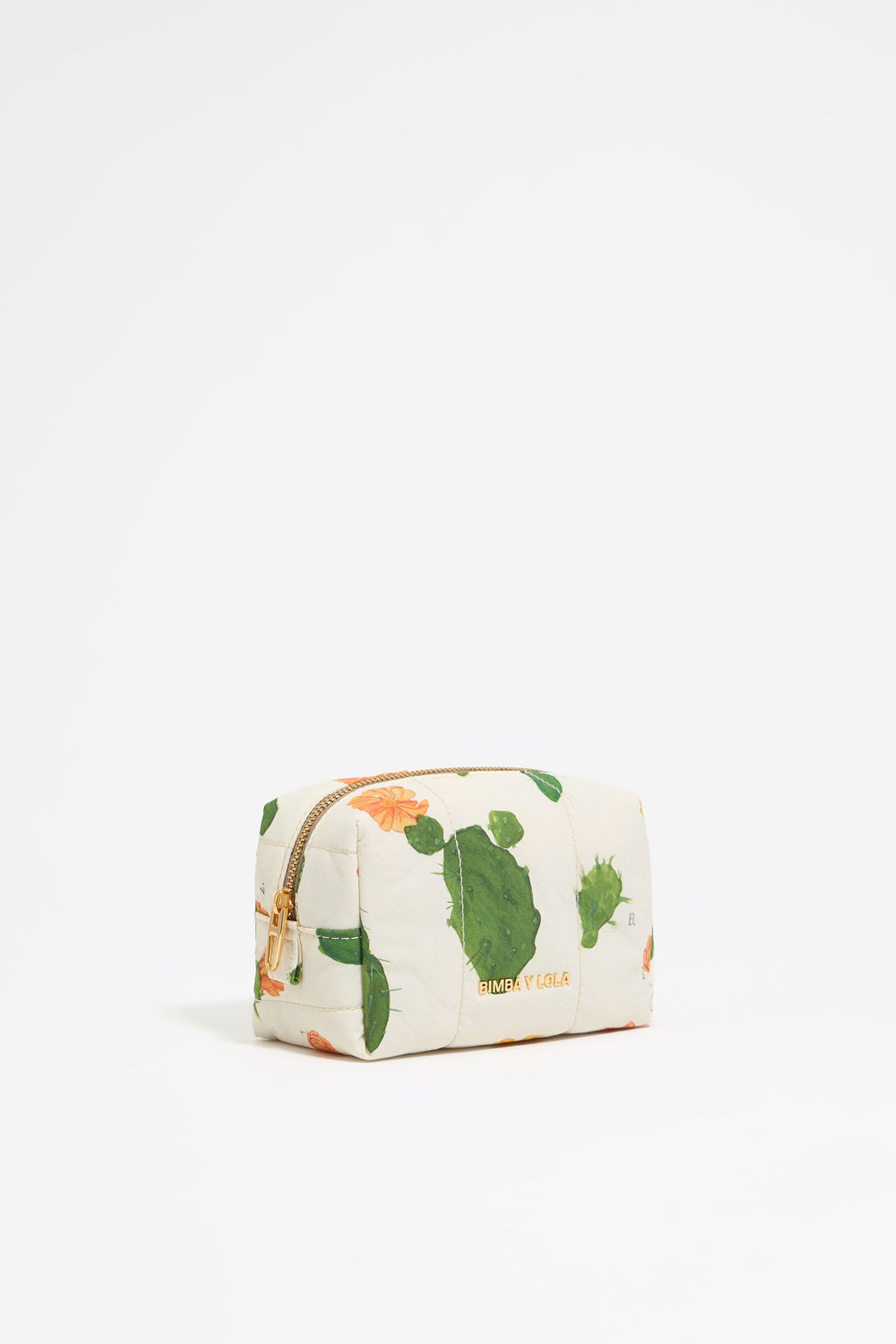Small ivory Cactus nylon make-up case