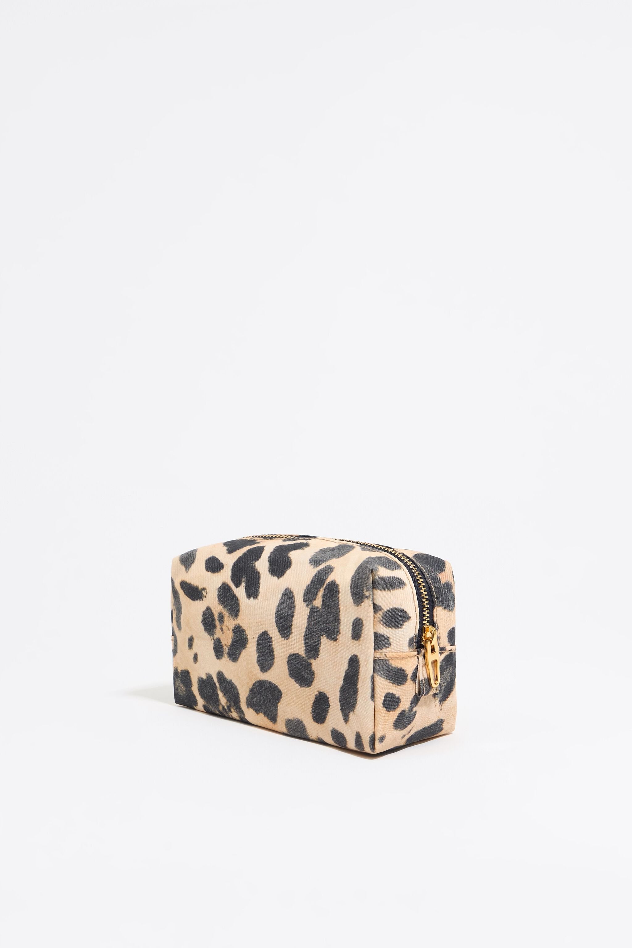 Small beige Leopard nylon make-up case