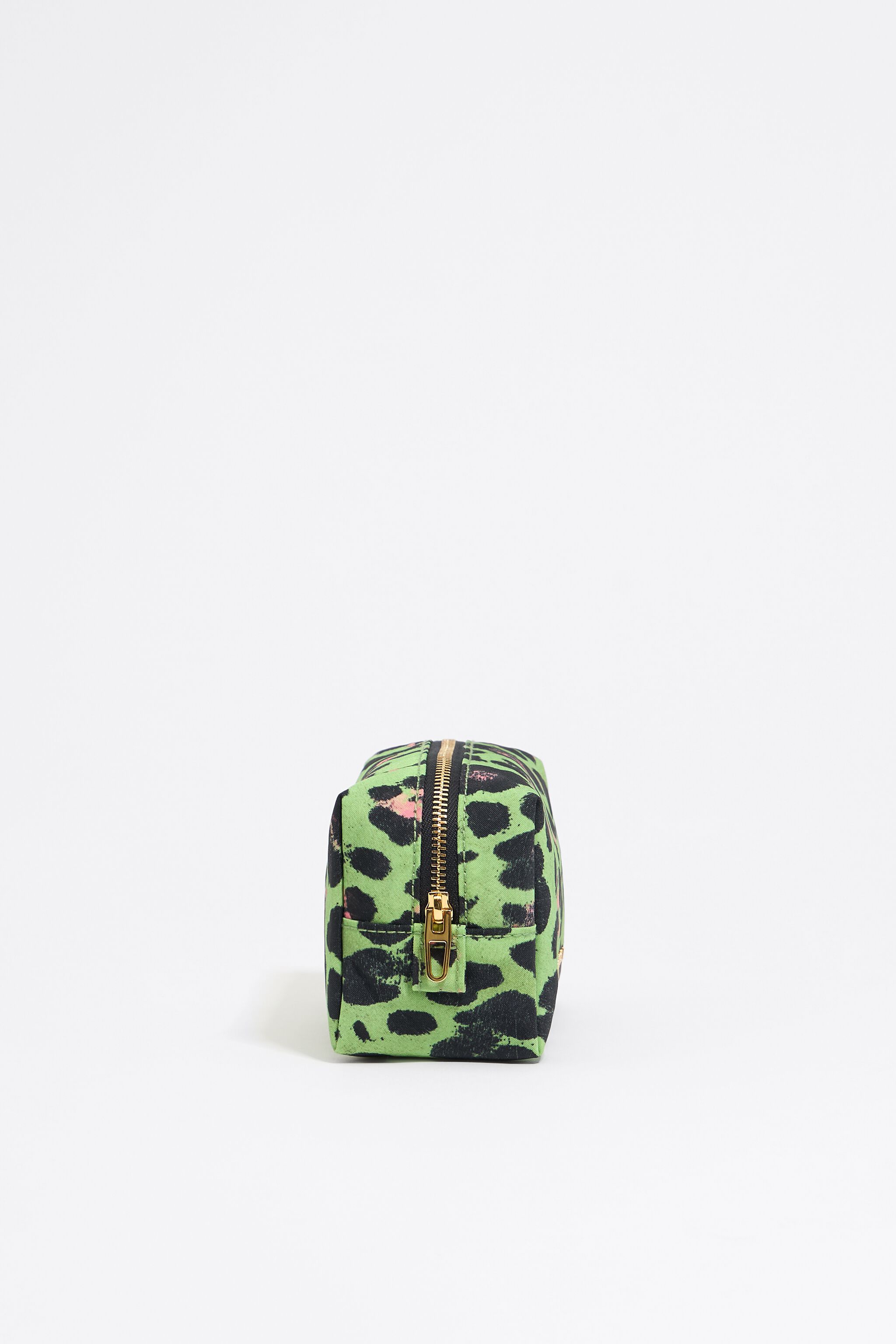 Small green Leopard nylon make-up case