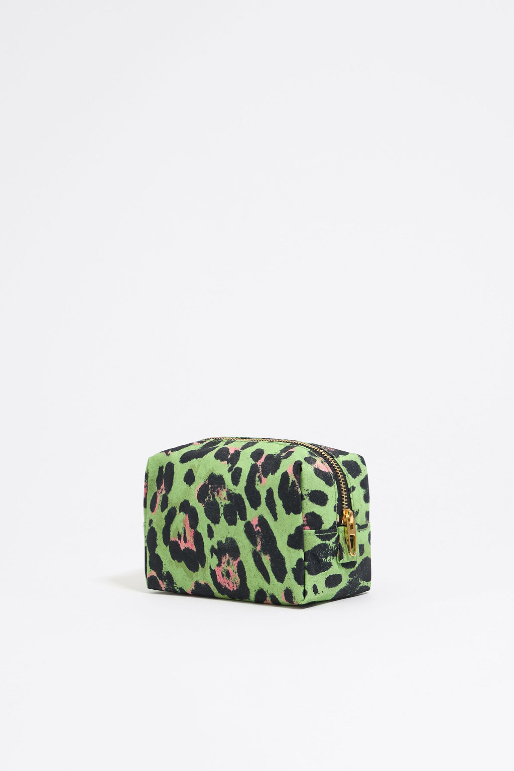 Small green Leopard nylon make-up case