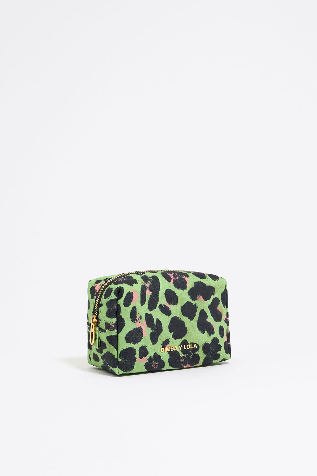 Small green Leopard nylon make-up case