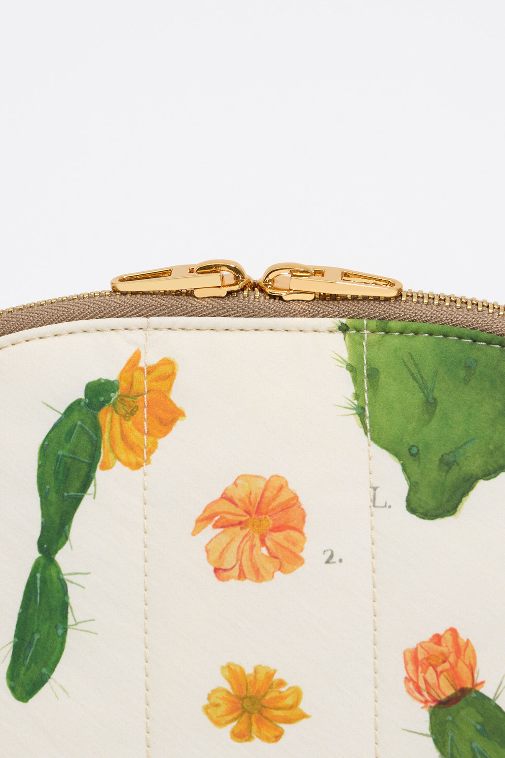 Large ivory Cactus nylon half-moon make-up case