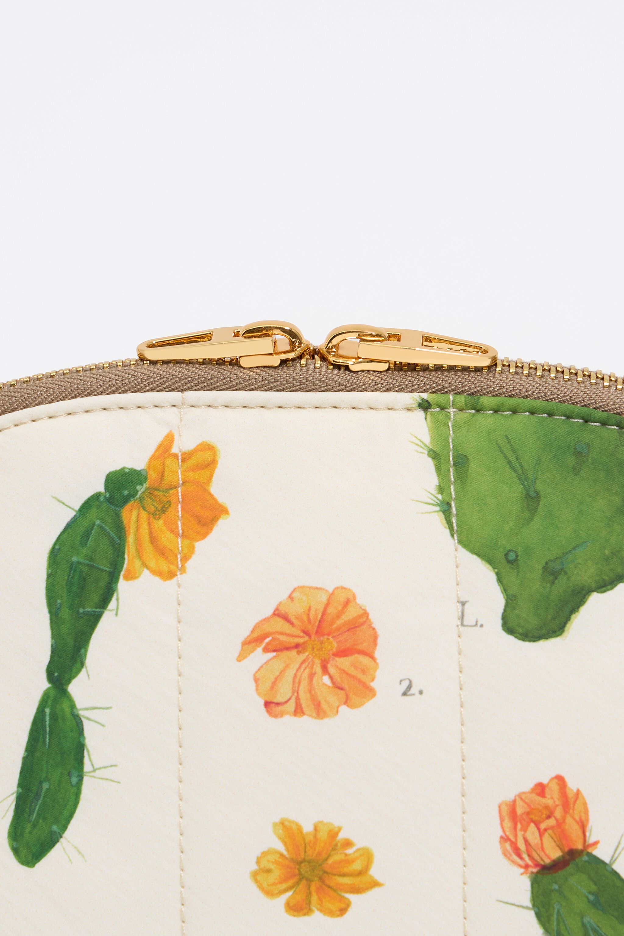 Large ivory Cactus nylon half-moon make-up case