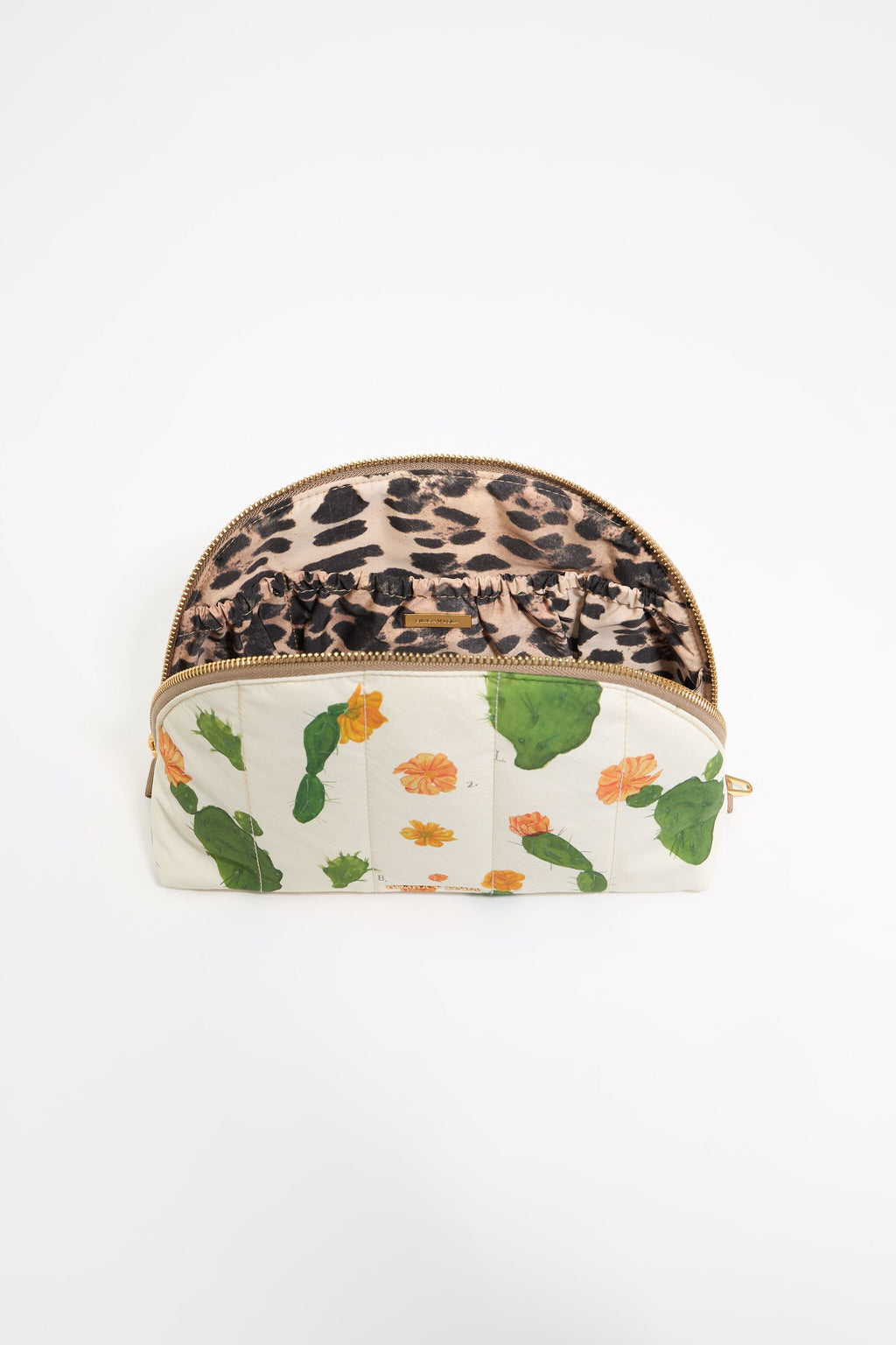 Large ivory Cactus nylon half-moon make-up case