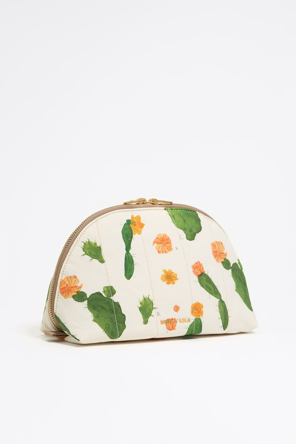 Large ivory Cactus nylon half-moon make-up case