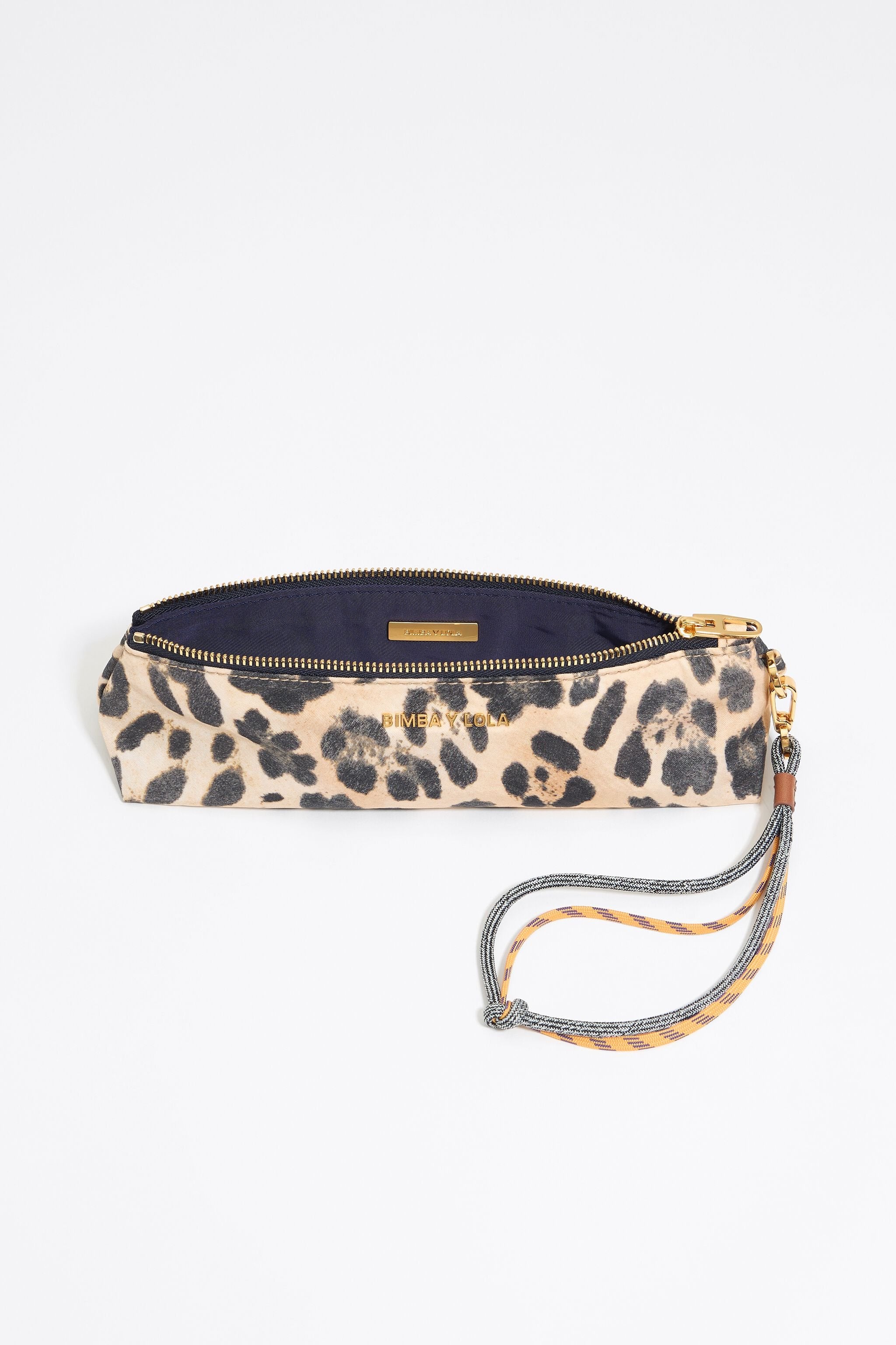 Beige Leopard nylon make-up case
