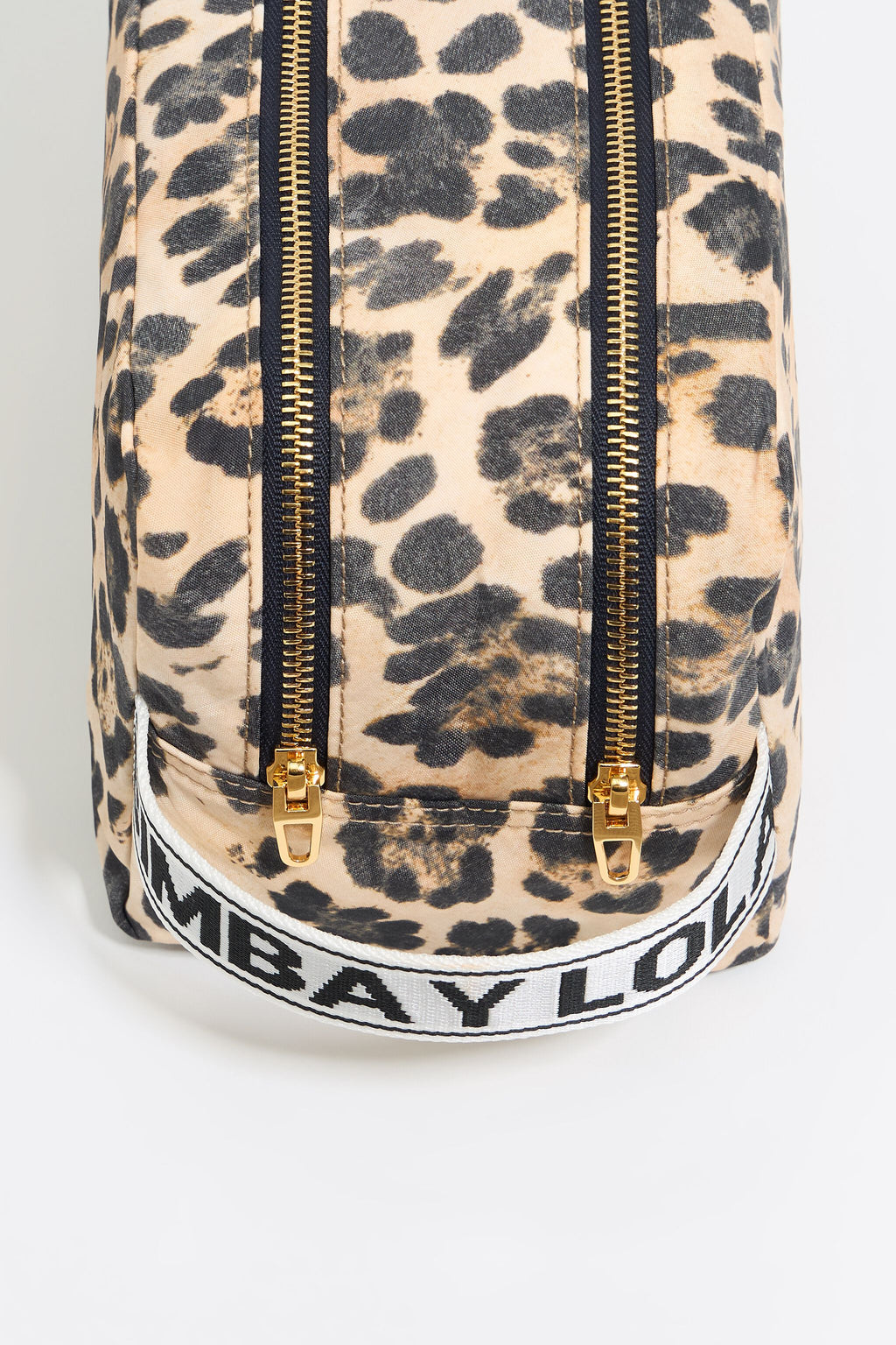 Large beige Leopard nylon make-up case