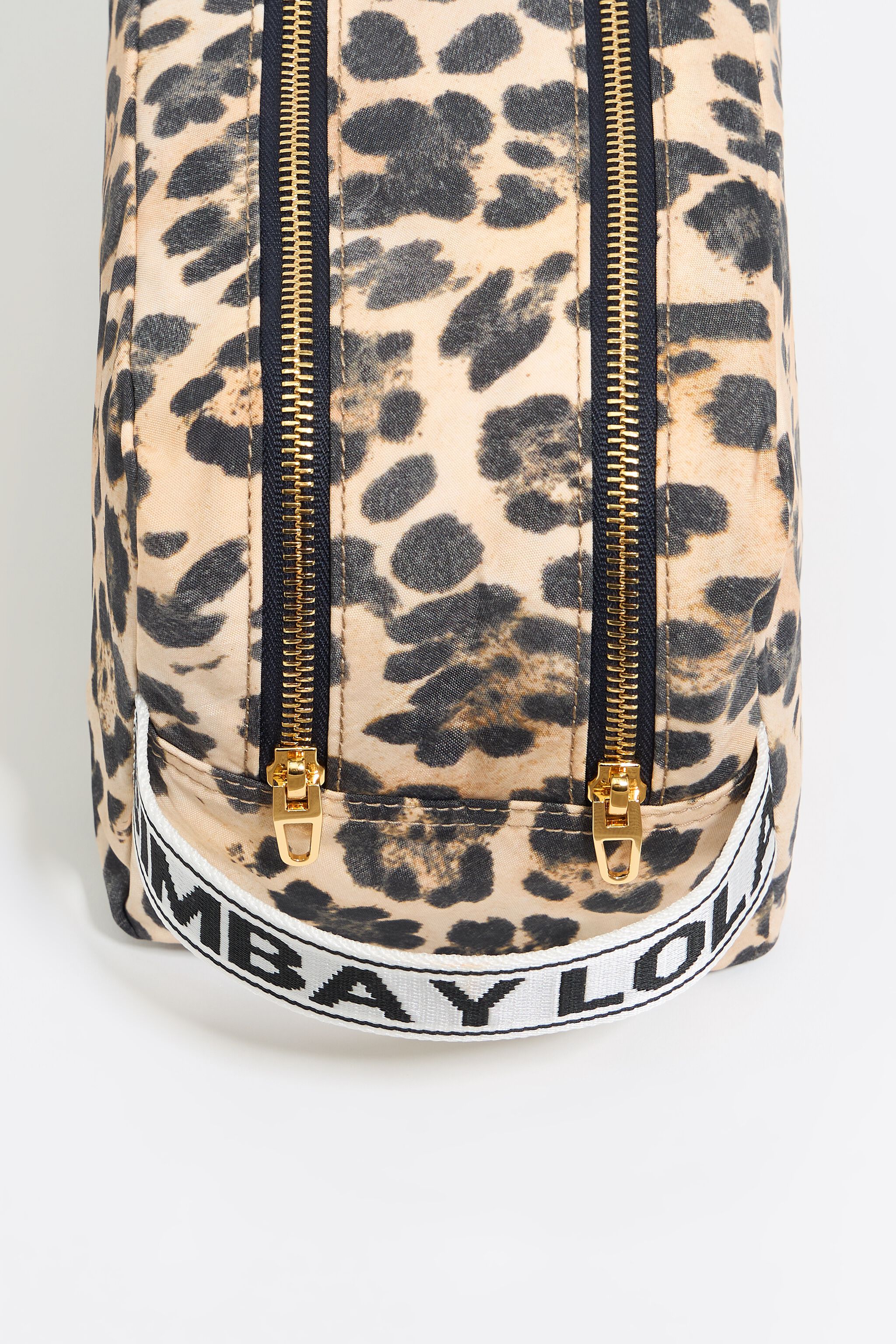 Large beige Leopard nylon make-up case