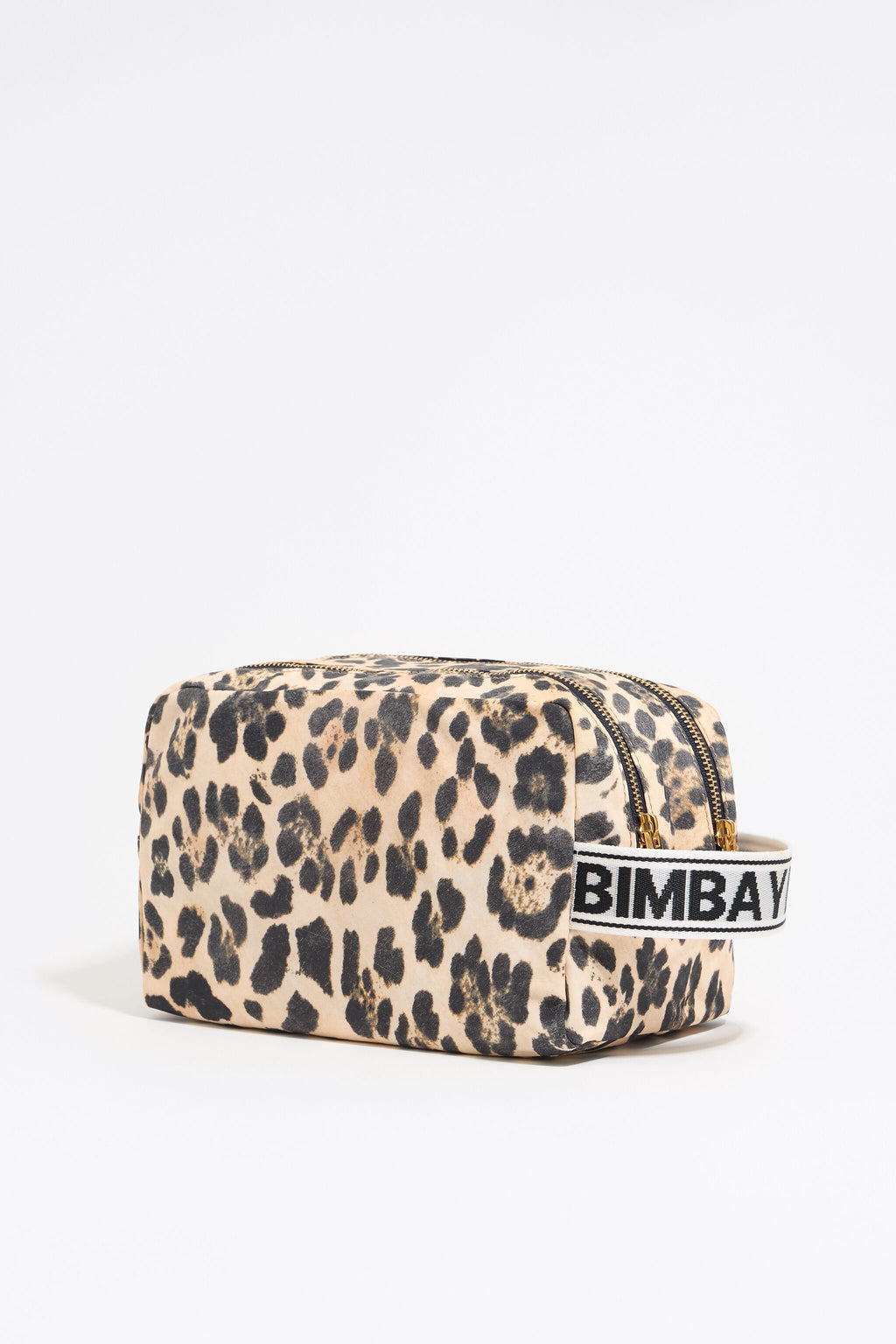 Large beige Leopard nylon make-up case