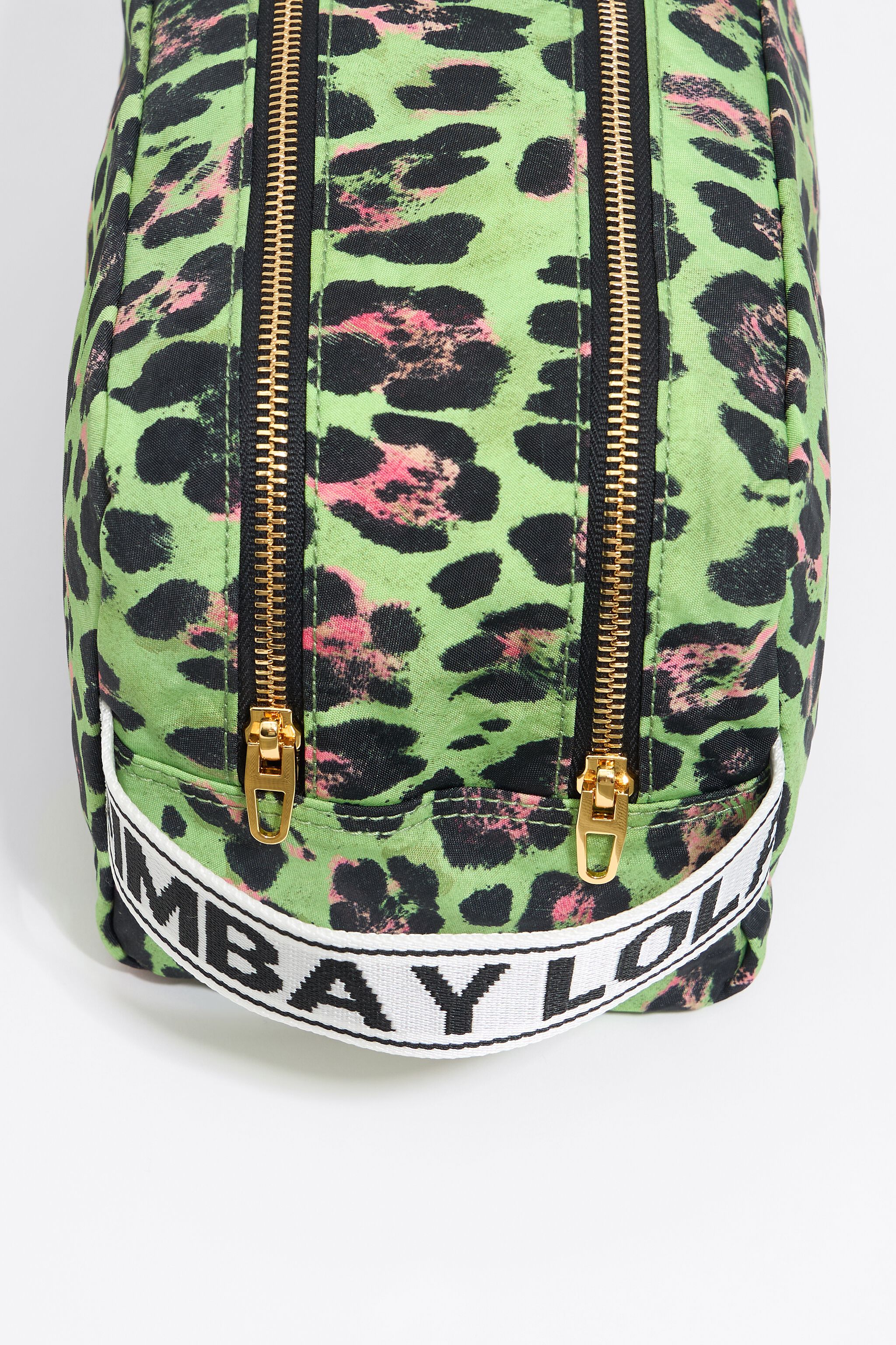 Large green Leopard nylon make-up case