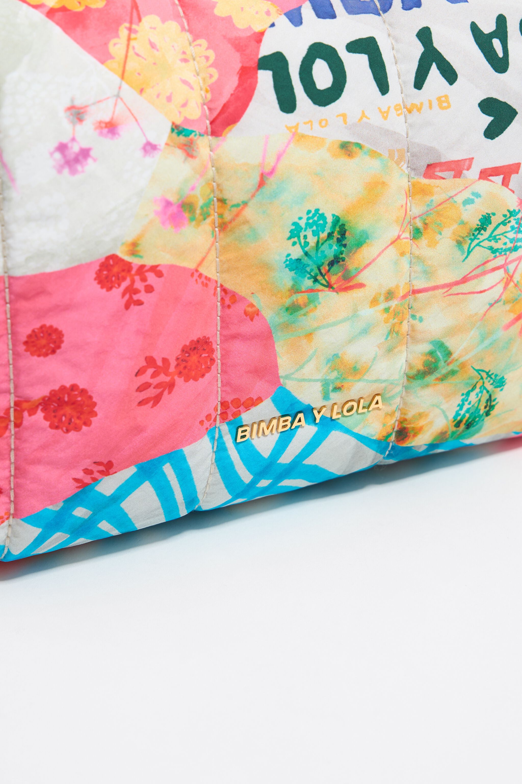 Medium pink nylon Patchwork make-up case