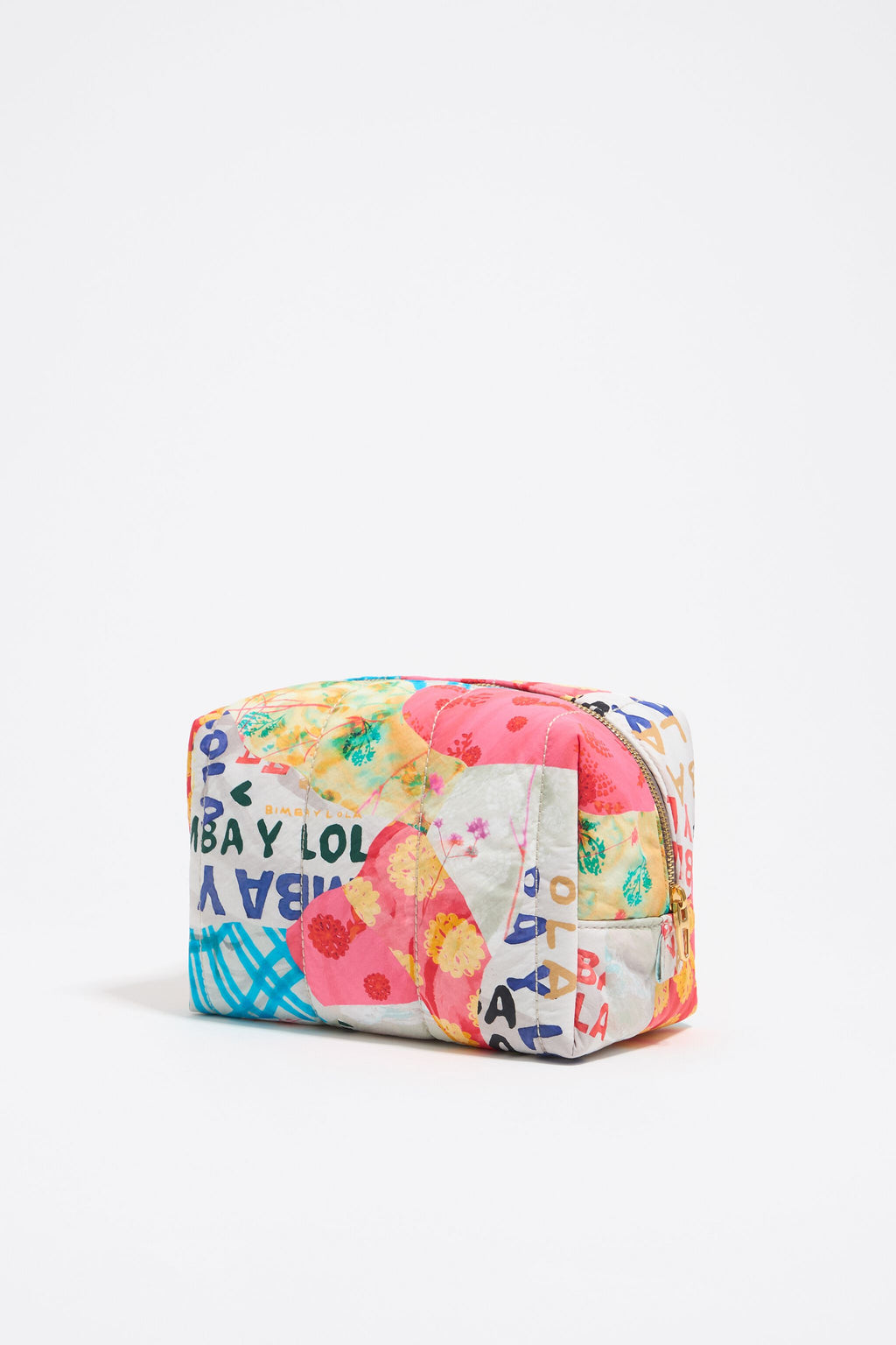 Medium pink nylon Patchwork make-up case