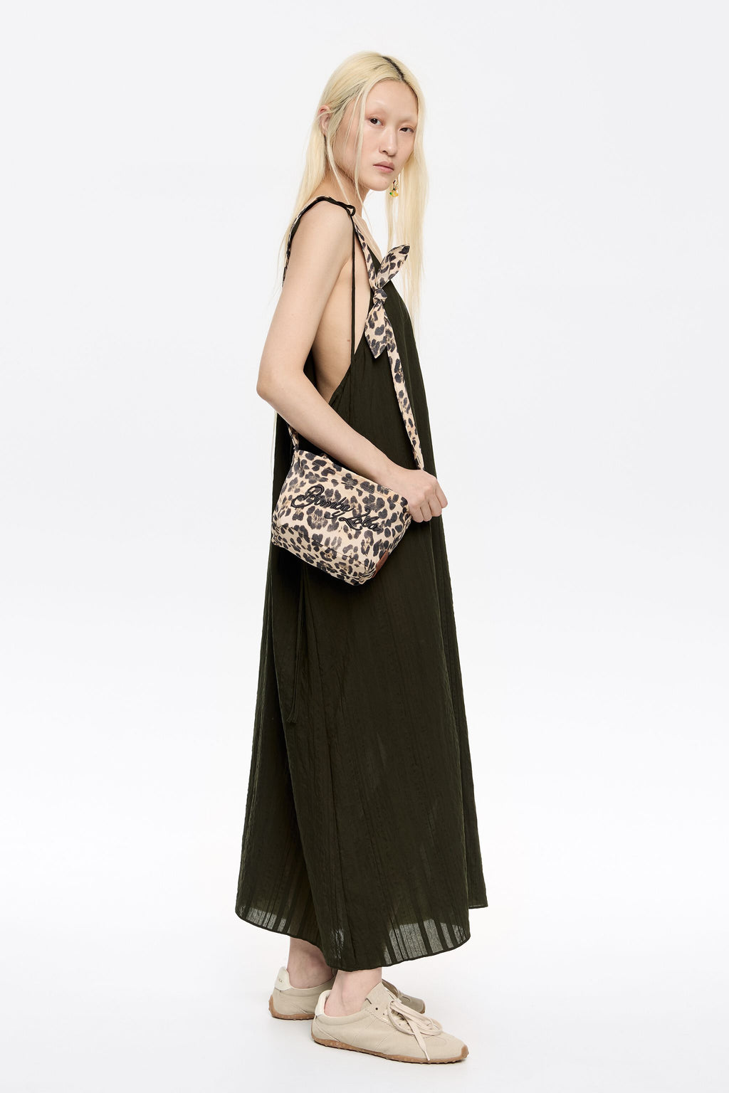 Beige Leopard mini shopper bag